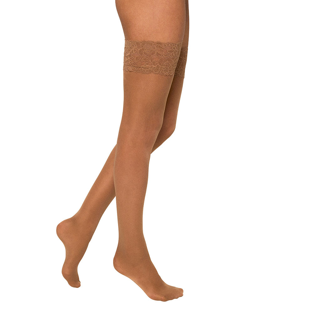 Ysabel Mora - Media con liga de blonda 40 den beige