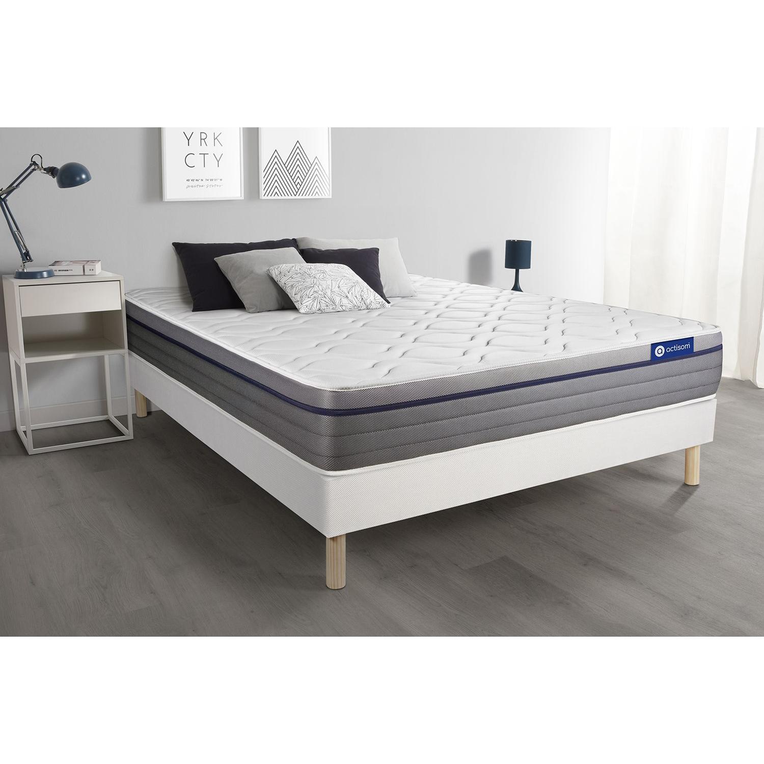 Pack colchón Actilatex zen 120x190cm + Somier multiláminas, Látex y espuma viscoelástica, 7 zonas de confort