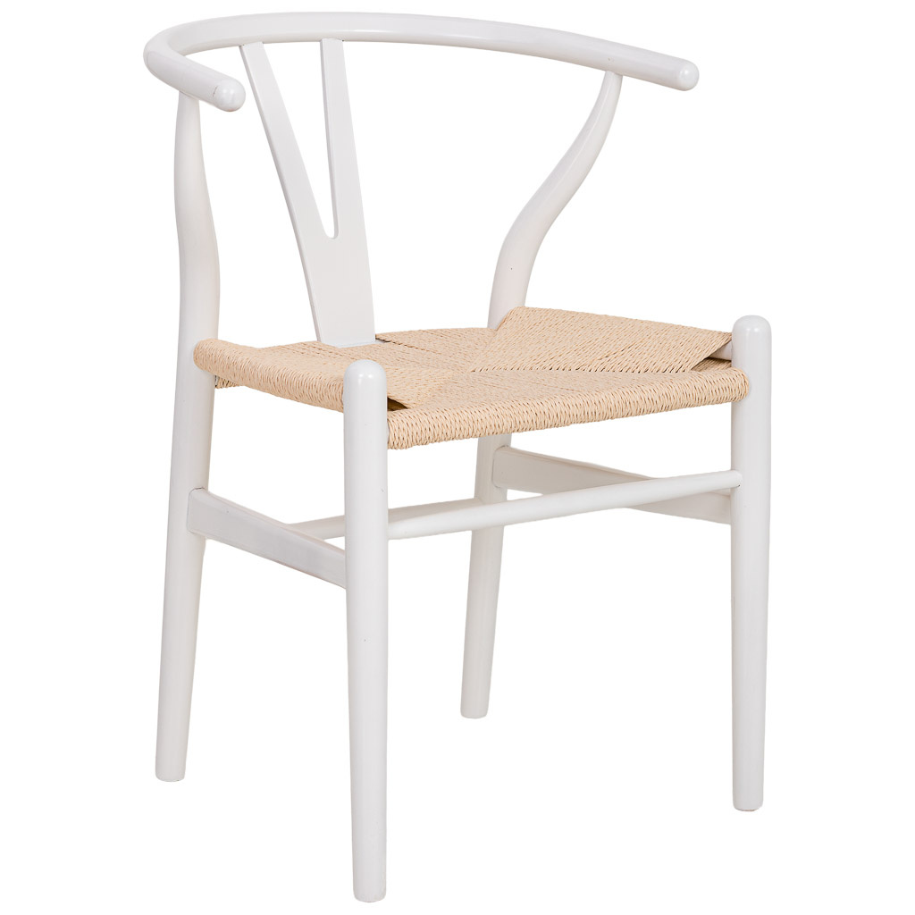 Wonderlust Deco - Silla de madera y asiento de cuerda blanca 50x41x44/77cm Blanco 50x41x44/77h cm