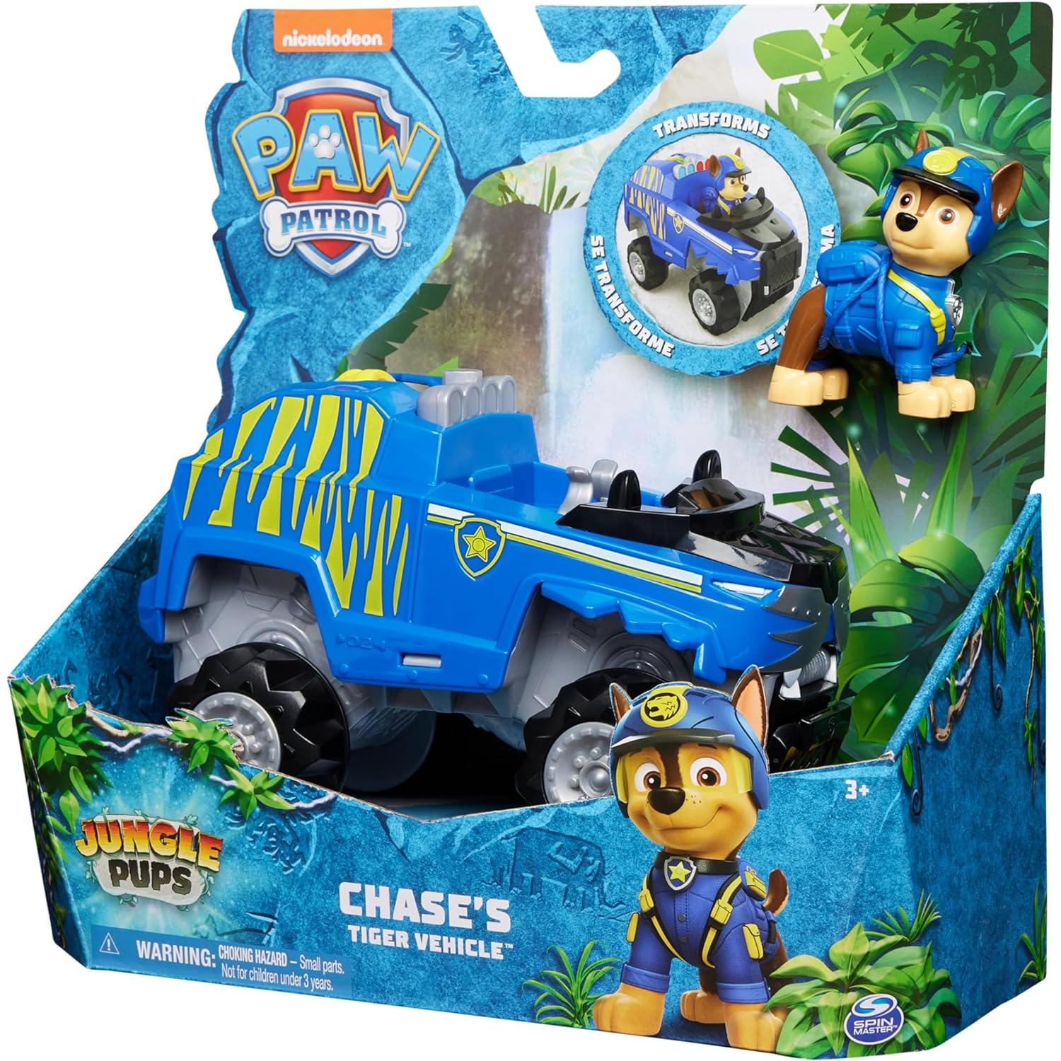 Paw Patrol Jungle Pups, Tiger Vehicle de Chase, vehículo de Juguete con figura de acción Coleccionable, Juguetes para niños y niñas a Partir de 3 años (Spin Master 6067758)