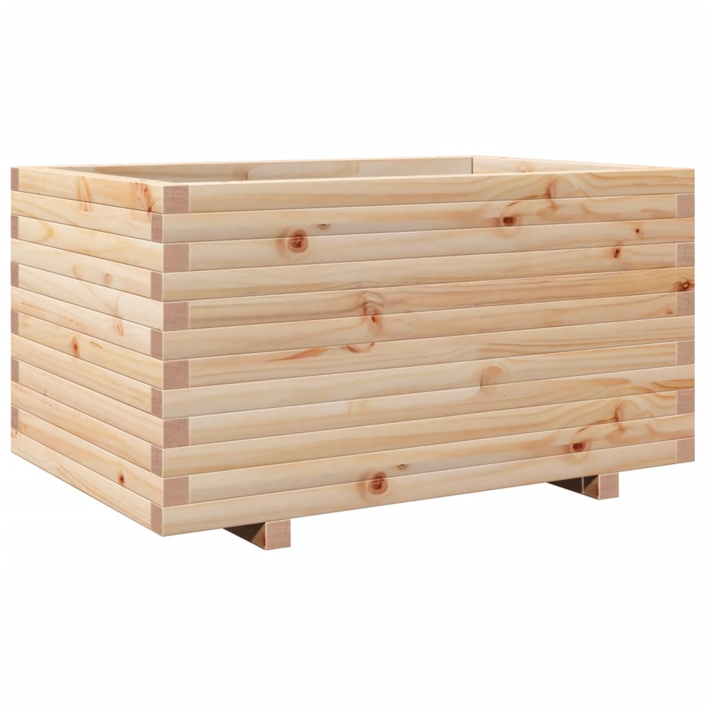 vidaXL Jardinera madera maciza de pino 90x60x49,5 cm Color Pino natural,  Blanco,  Marrón cera y mas