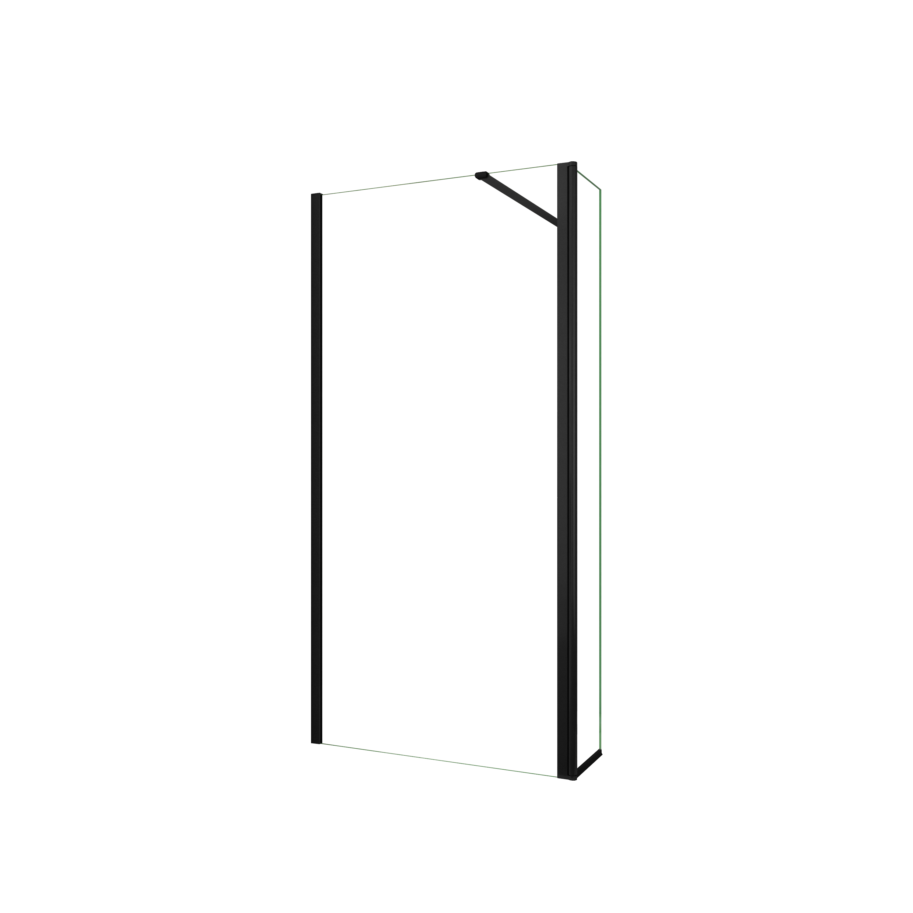 AICA Walkin Mampara Panel de ducha 2 hojas Panel fijo+Lateral giratorio Vidrio 8mm Antical con Barra1 Negra mate 90cm Tamaño[(53.9-55.9)+40]x200cm