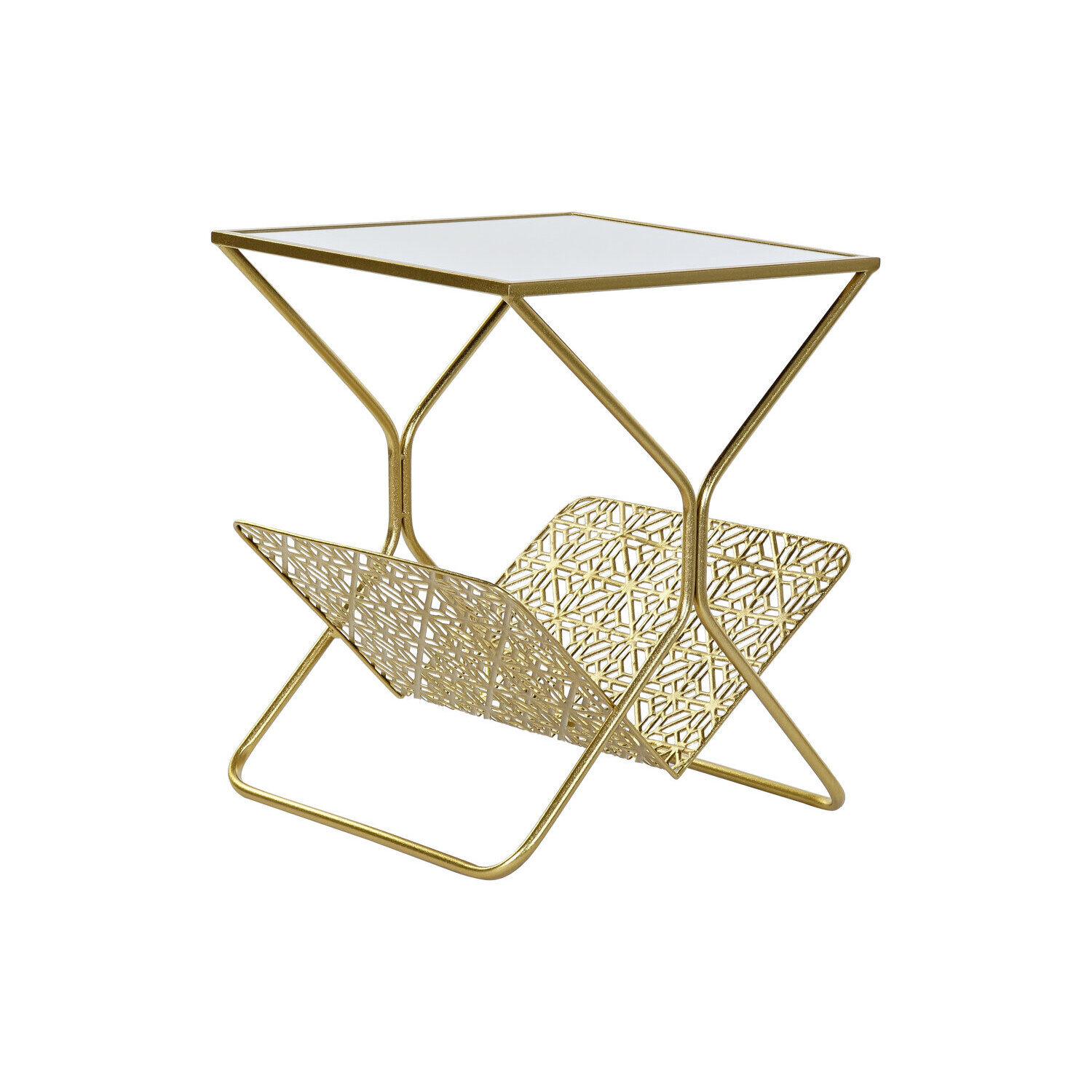Revistero metal espejo 45x45x55 dorado El mejor complemento para tu hogar.