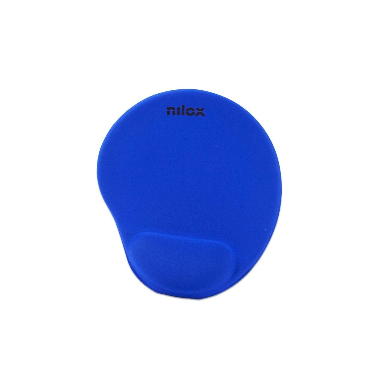 Nilox - Alfombrilla de ratón ergonómica NXMPE02 con soporte para muñeca, base antideslizante y superficie azul para precisión óptima en oficina y gaming