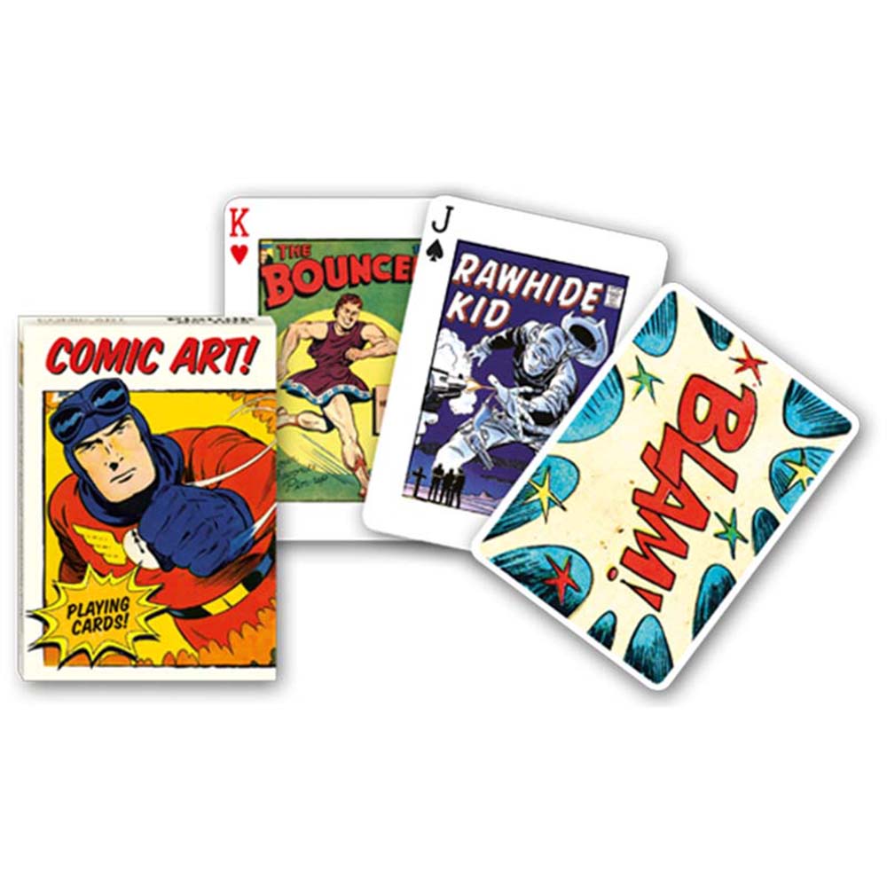Piatnik Baraja de poker de 54 cartas Arte de cómic americano Poster Historieta Romántico Súper Crimen Guerra Dibujos héroe Juego mesa Jugar Adultos Colección Coleccionable Poquer