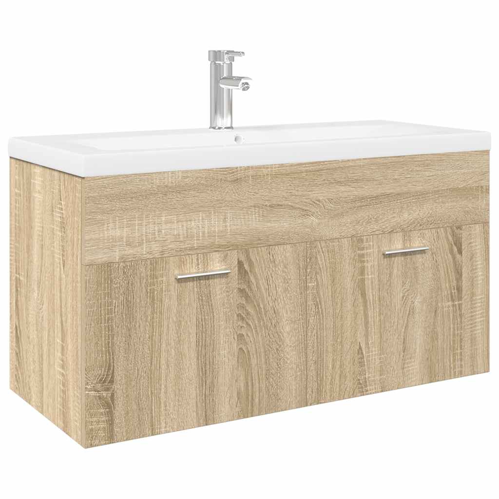 vidaXL Mueble de baño con lavabo integrado roble Sonoma