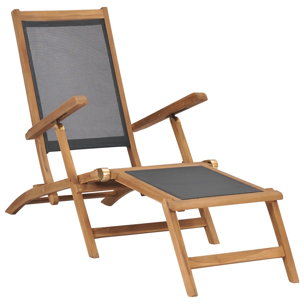 Vidaxl Silla de Terraza con Reposapiés de Madera Maciza de Teca