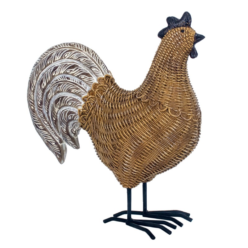 SIGNES GRIMALT Signes Grimalt By SIGRIS - Figura Gallo y Gallina de Resina Marrón | Figuras De Resina Para Jardín y Decoración