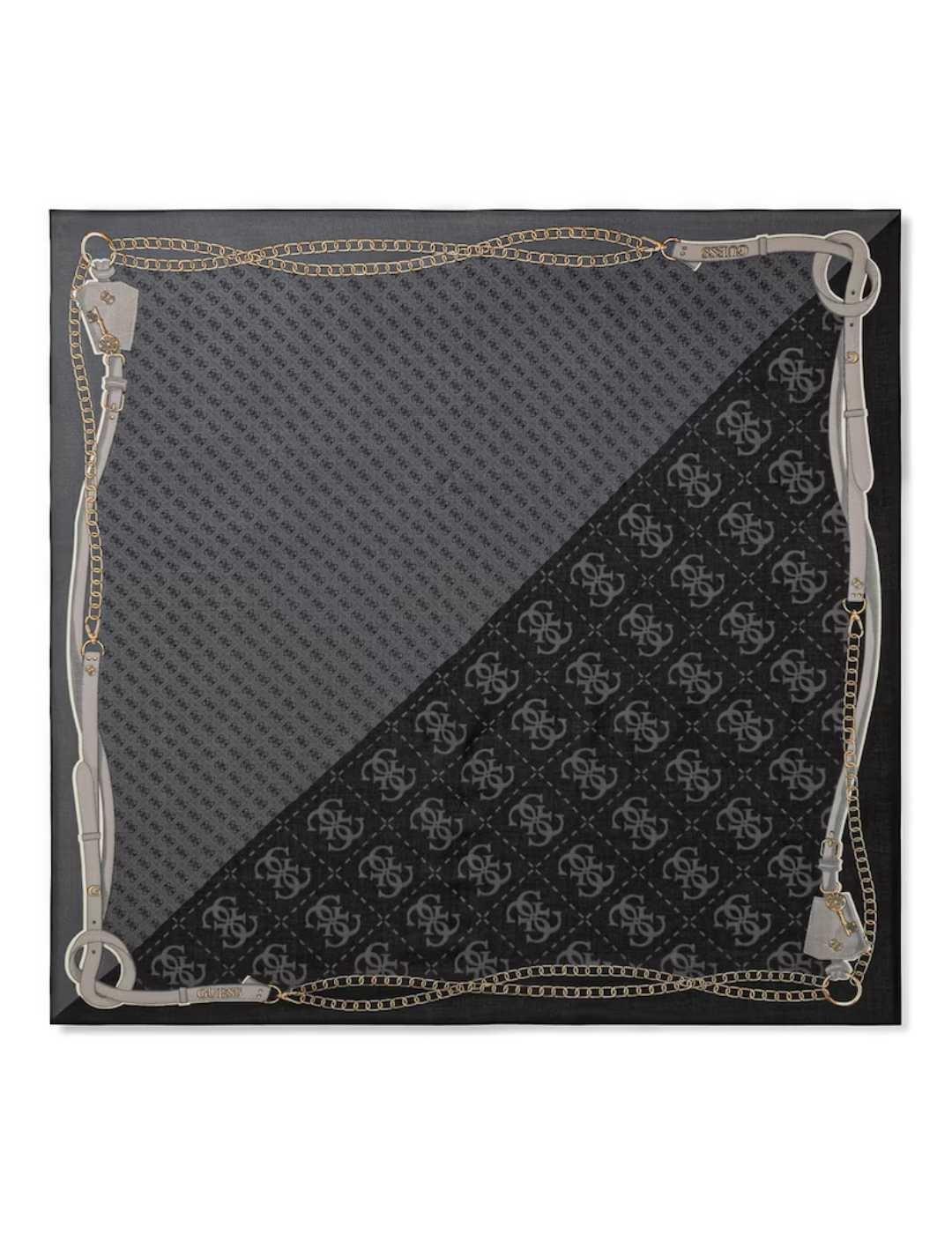 Pañuelo Guess Lindsey negro y gris logo para mujer