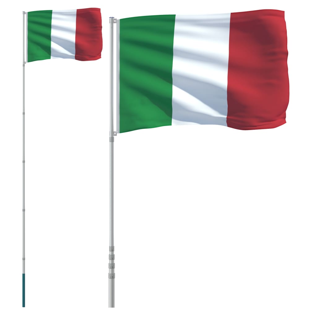 vidaXL Mástil y bandera de Italia aluminio 5,55 m