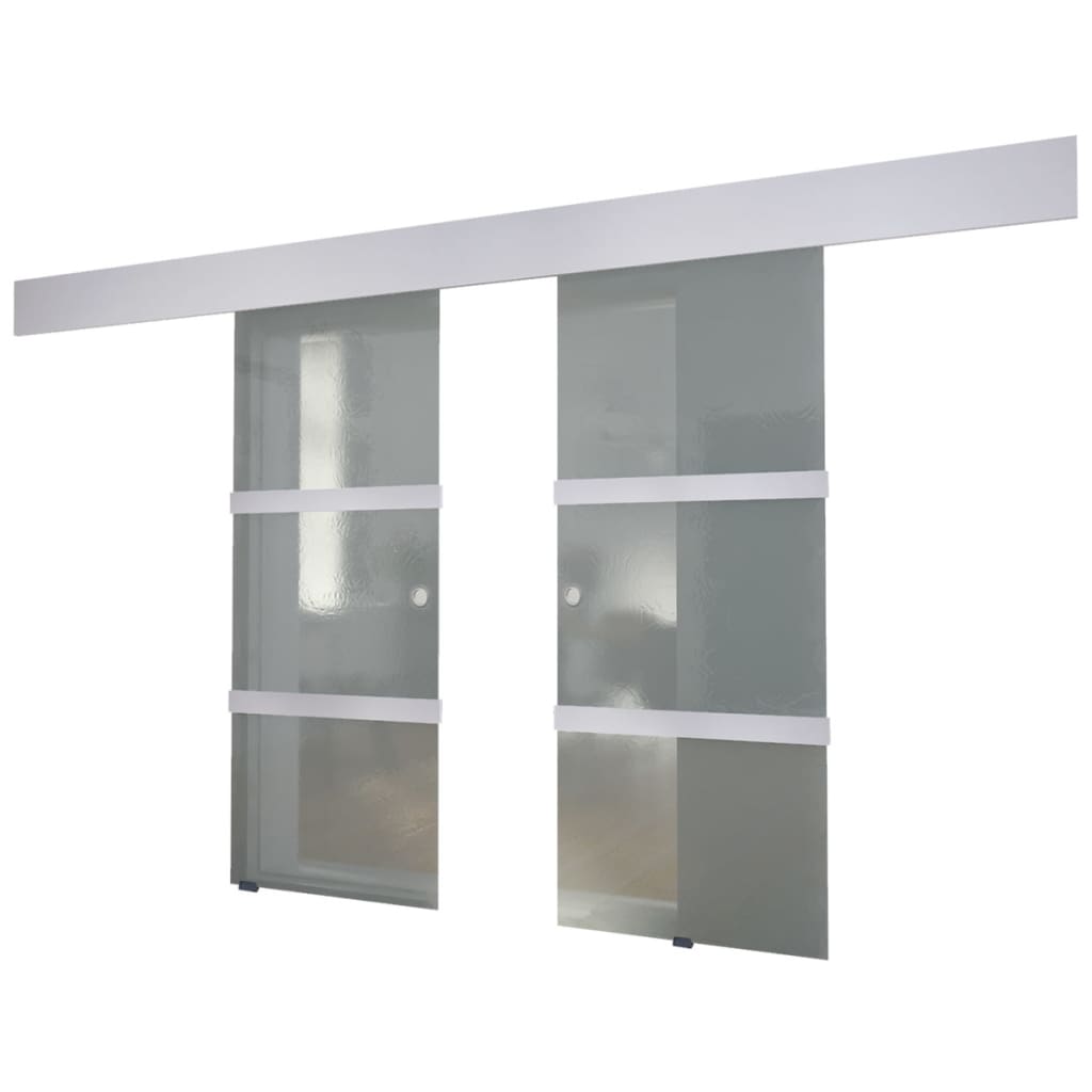 vidaXL Puerta corredera doble de vidrio
