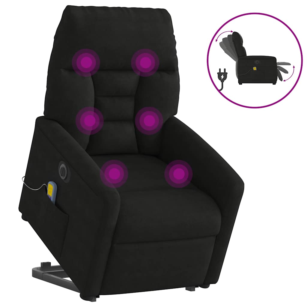 vidaXL Sillón masaje eléctrico reclinable elevable tela negro