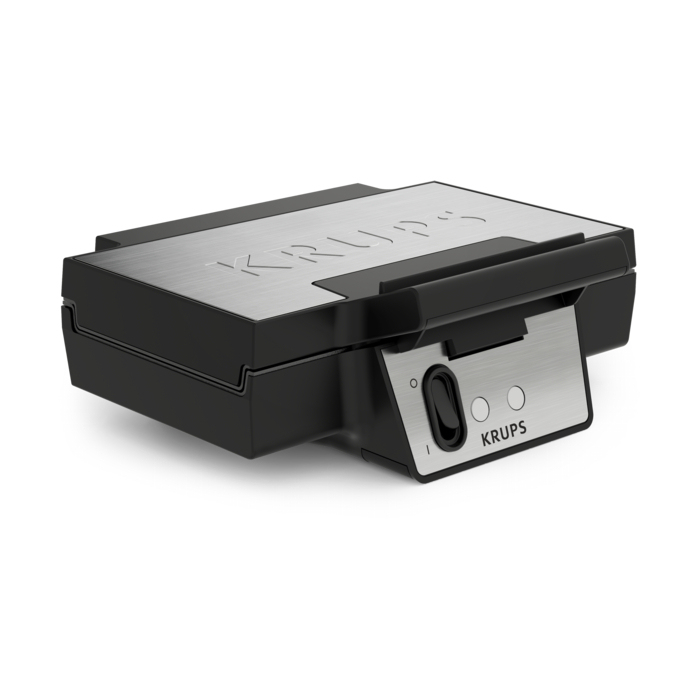 Krups FDK FDK261 - Gofrera Iconic 850 W - Placas antiadherentes de cerámica - Diseño icónico - Almacenamiento vertical - Fácil de usar - Negro/Acero inoxidable