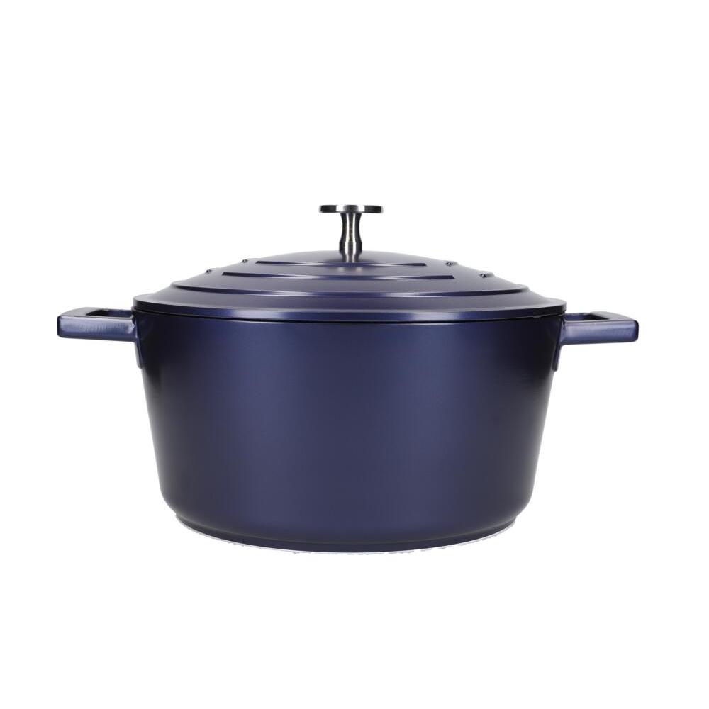 MasterClass Cast Aluminum Lid Casserole Suitable for Induction and Oven, 24 cm / 4 L-Blue Metallized