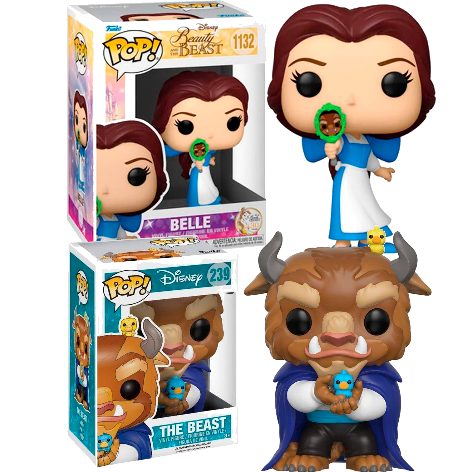 Funko Pack 2 Funko Bella Bestia  Pop Vinyl Disney figura figuras Pop Vinyl Funko Pop 239 1132  Beast espejo pájaros