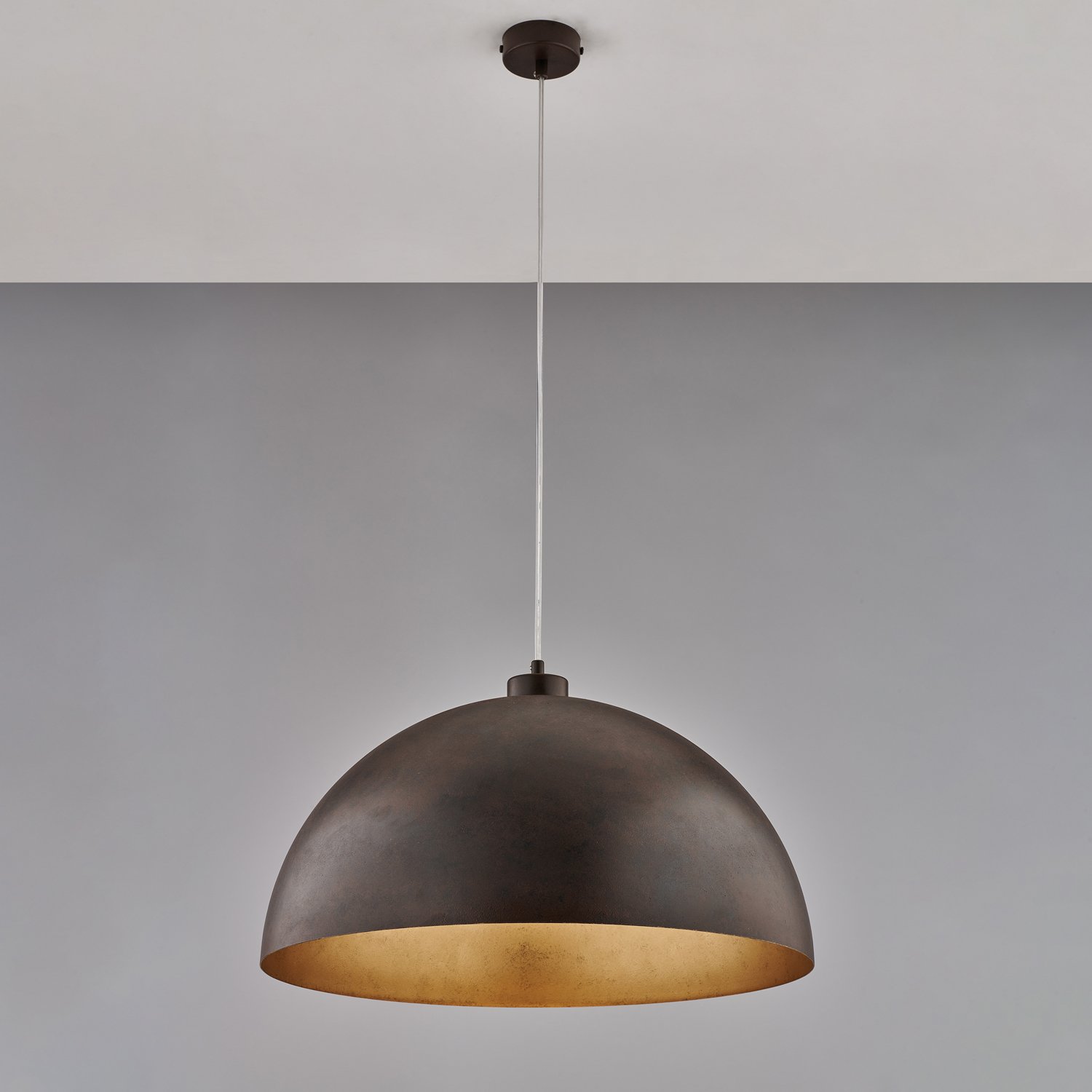 Suspensión Industrial 1 Luz Marcus Lacado Hierro Óxido Y Gold Diam 50