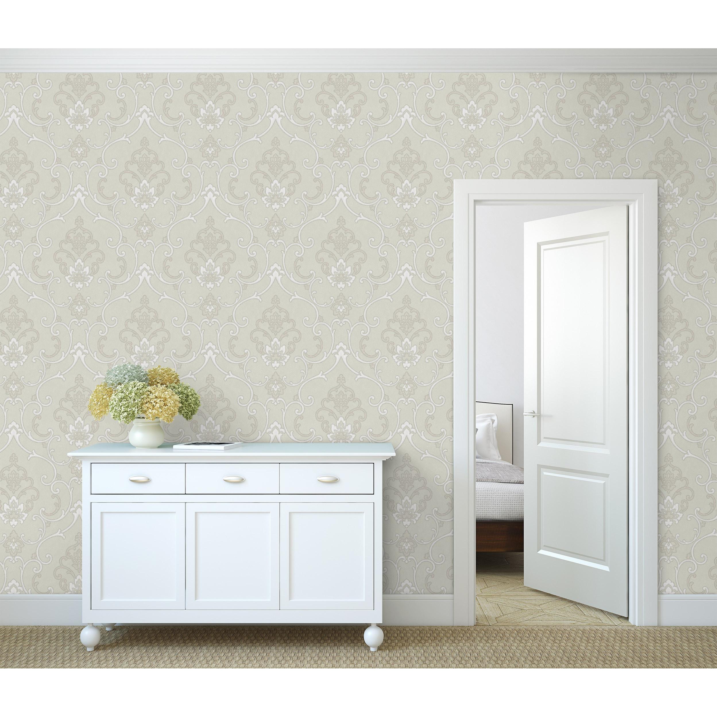 Papel pintado vinílico de damasco efecto textura de tela tejida en relieve - Osman Classic 676864 de GAULAN - Rollo de 10 m x 1,06 m