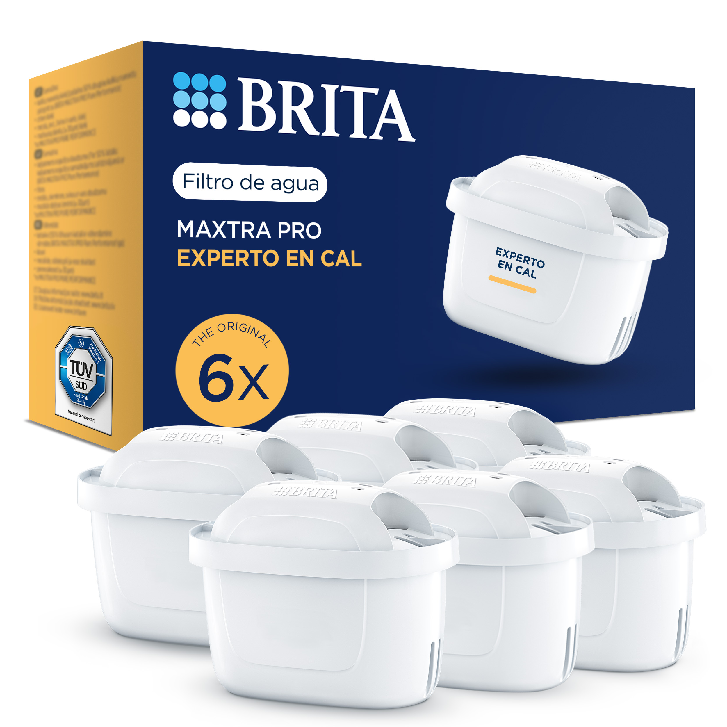 BRITA Filtro de Agua MAXTRA PRO Limescale Expert - Pack de 6 Unidades | Filtra hasta 150L por filtro | Especial para aguas duras | Reduce cal, cloro y metales pesados | Mejora el sabor del agua | Compatible con todas las jarras BRITA MAXTRA | Sin BPA