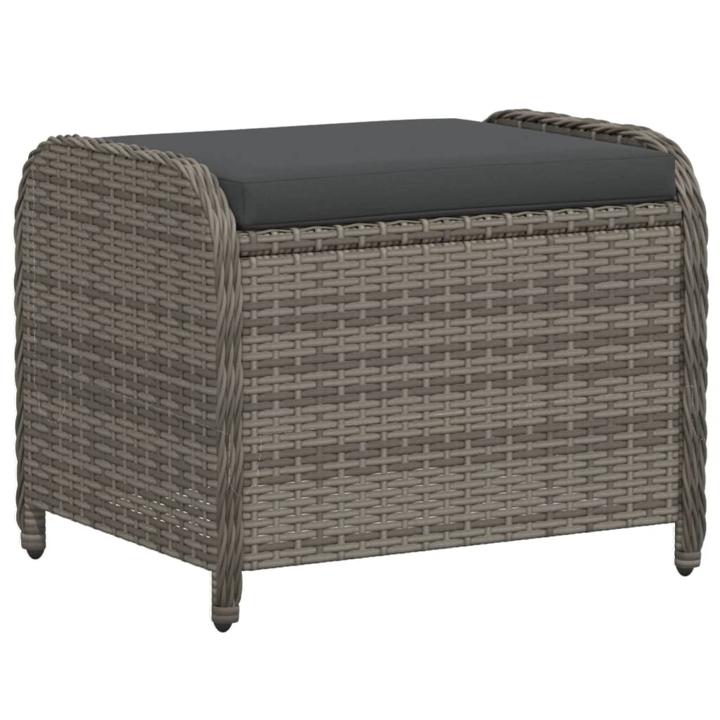 vidaXL Taburete de jardín con cojín ratán sintético 58x46x46 cm en color Gris/Negro/Marrón | cómodas modernas ergonómicas para comedor cocina salón hogar