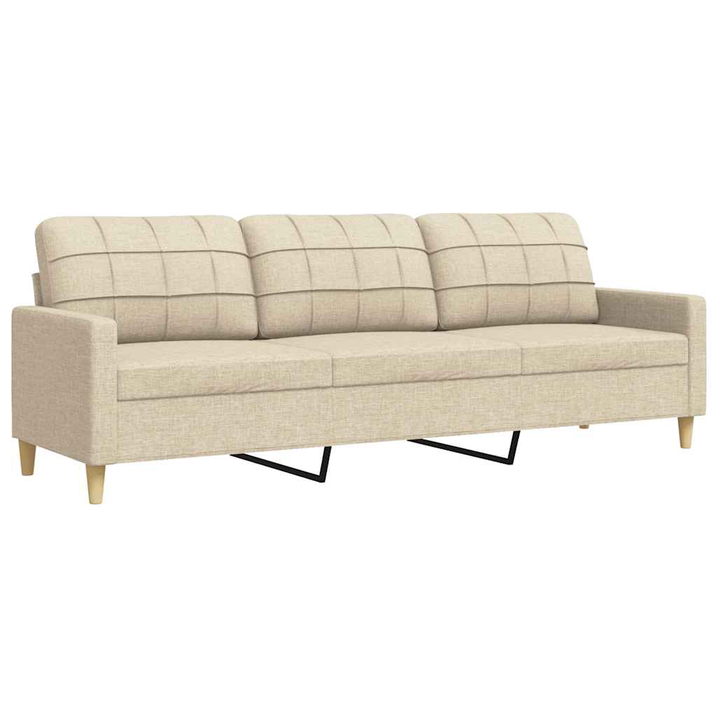 vidaXL Sofá de 3 plazas de tela color crema 210 cm
