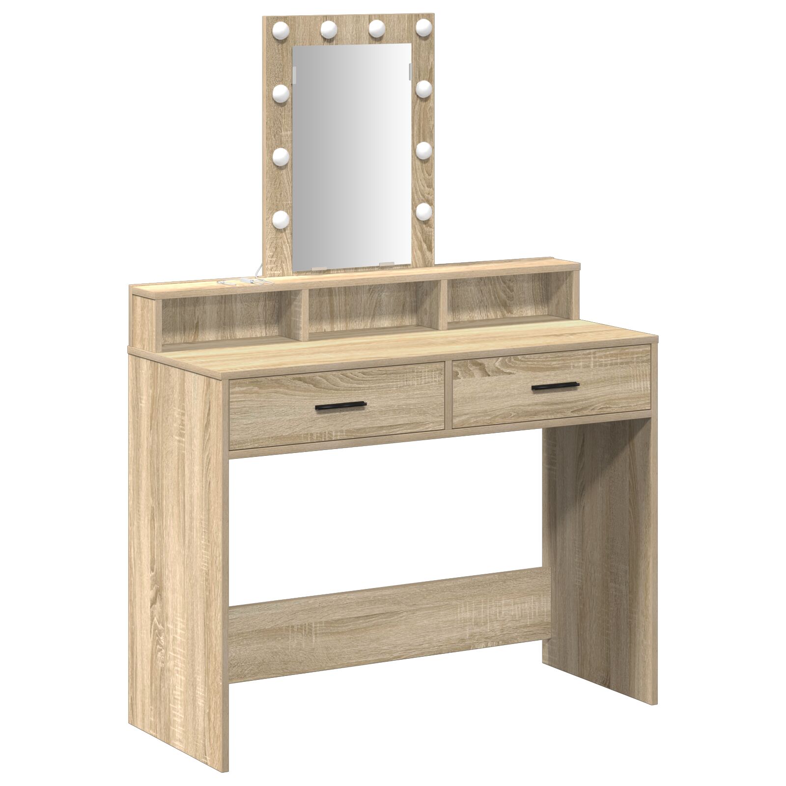 Mesa de tocador vidaXL con luces LED Roble Sonoma 100x41x140 cm