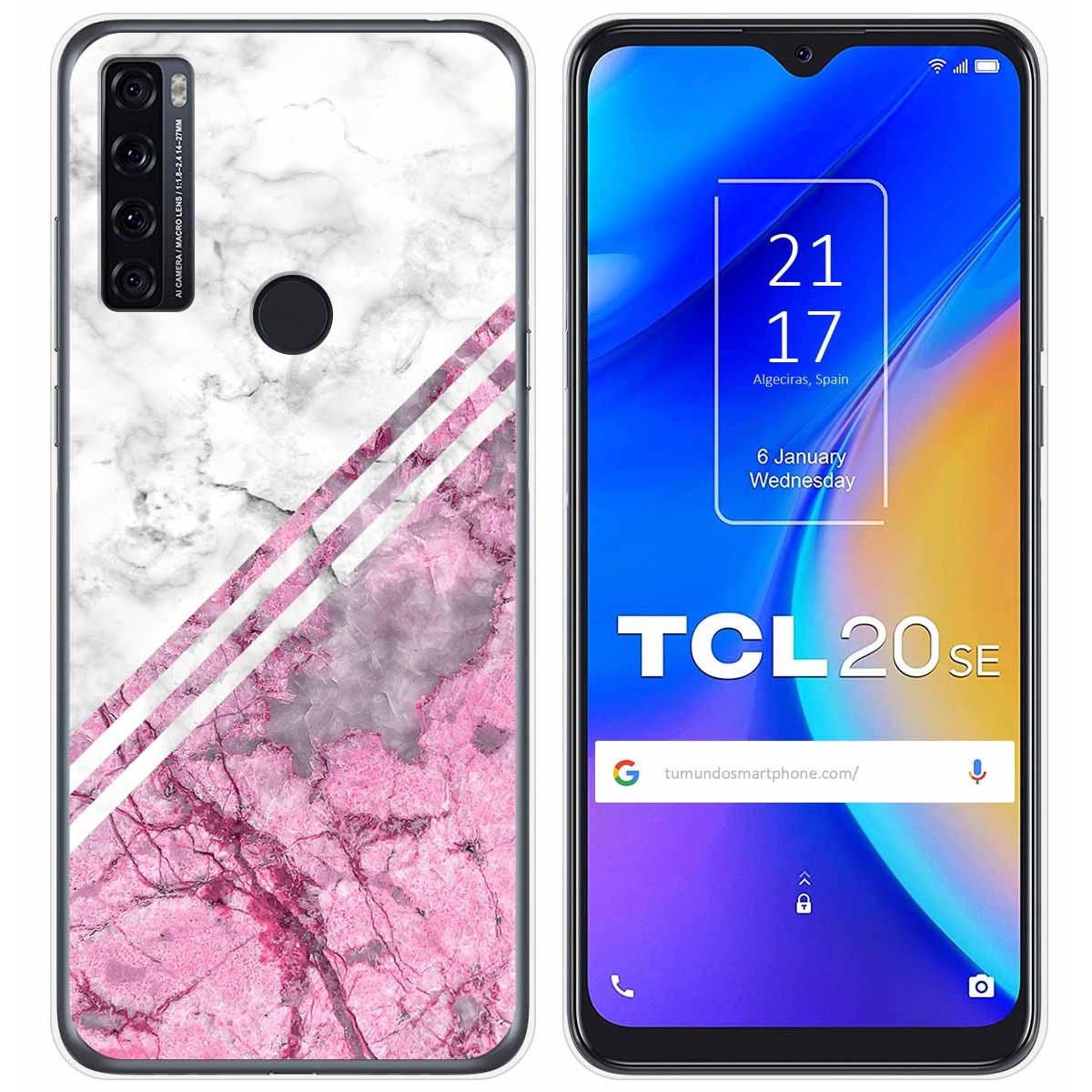 Tumundosmartphone Funda Gel Tpu para TCL 20 SE diseño Mármol 03 Dibujos