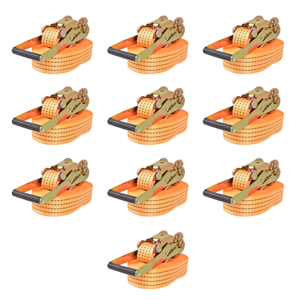 vidaXL Correas de sujeción de trinquete 10 uds 2 T 8mx50mm naranja