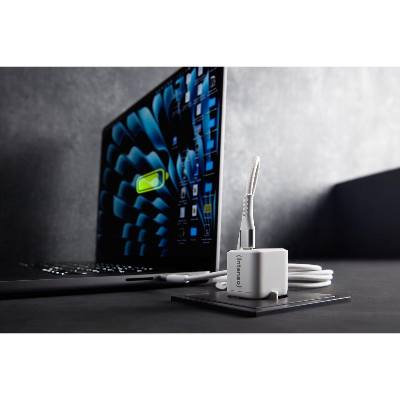 Intenso - Cargador de pared GAN W30C 30 W USB-C con tecnología nitruro de galio, incluye cable, color blanco para smartphones y tablets
