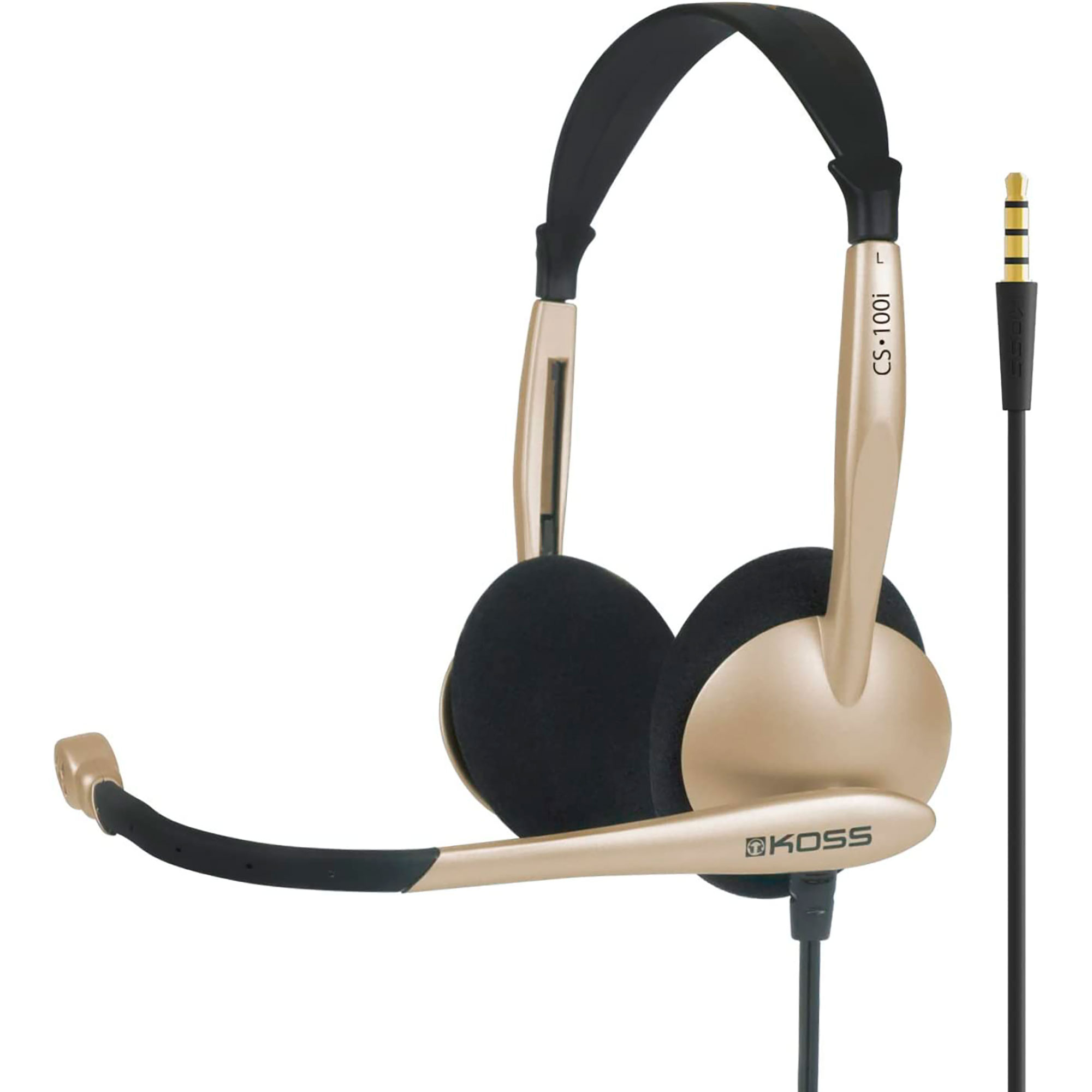 KOSS CS100i Auriculares con Cable y Micrófono con Cancelación Ruido Cascos de Diadema para Videoconferencia, , Beige