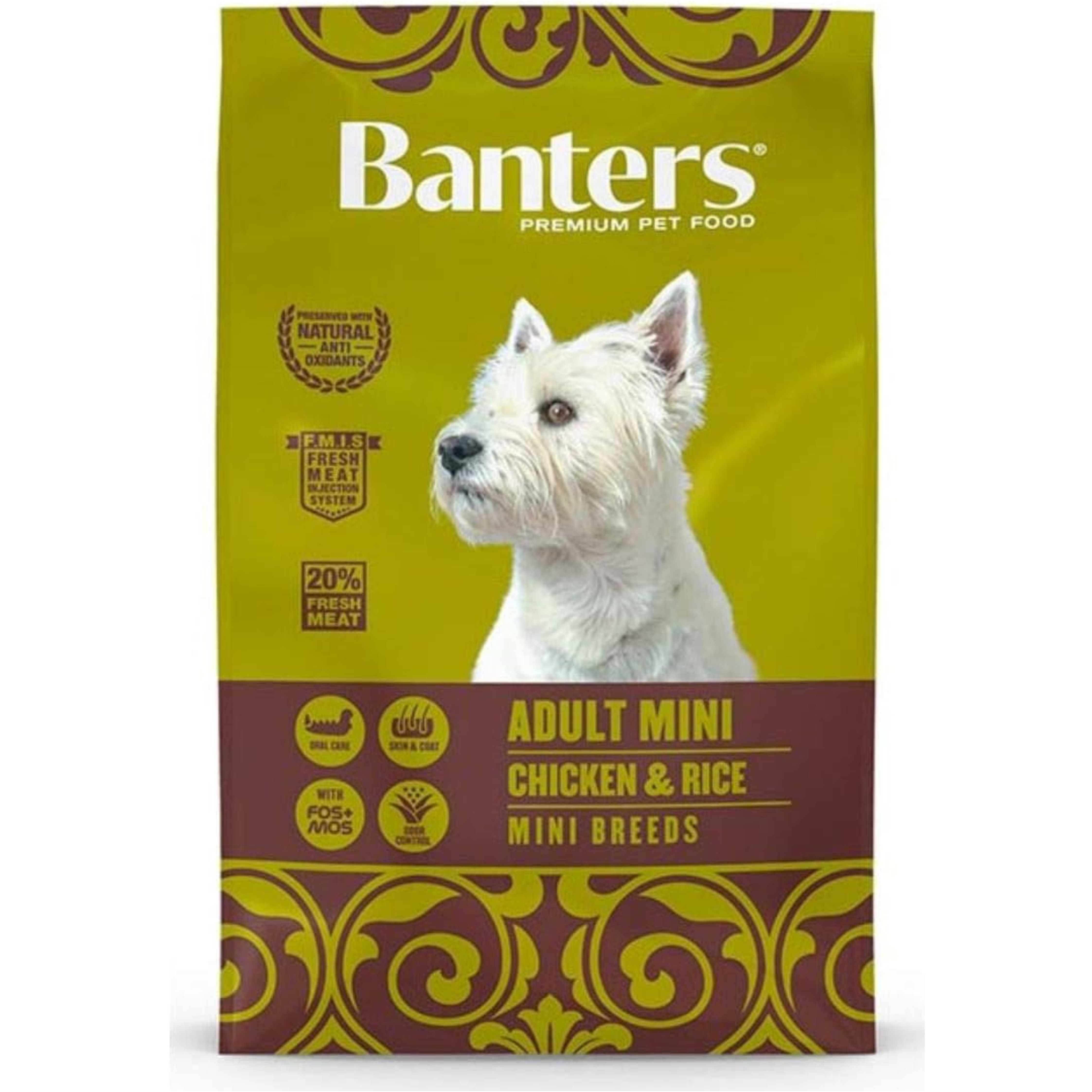 Banters Adult Mini Alimento Seco para Perros de Raza Pequeña con Pollo y Arroz 3 Kg
