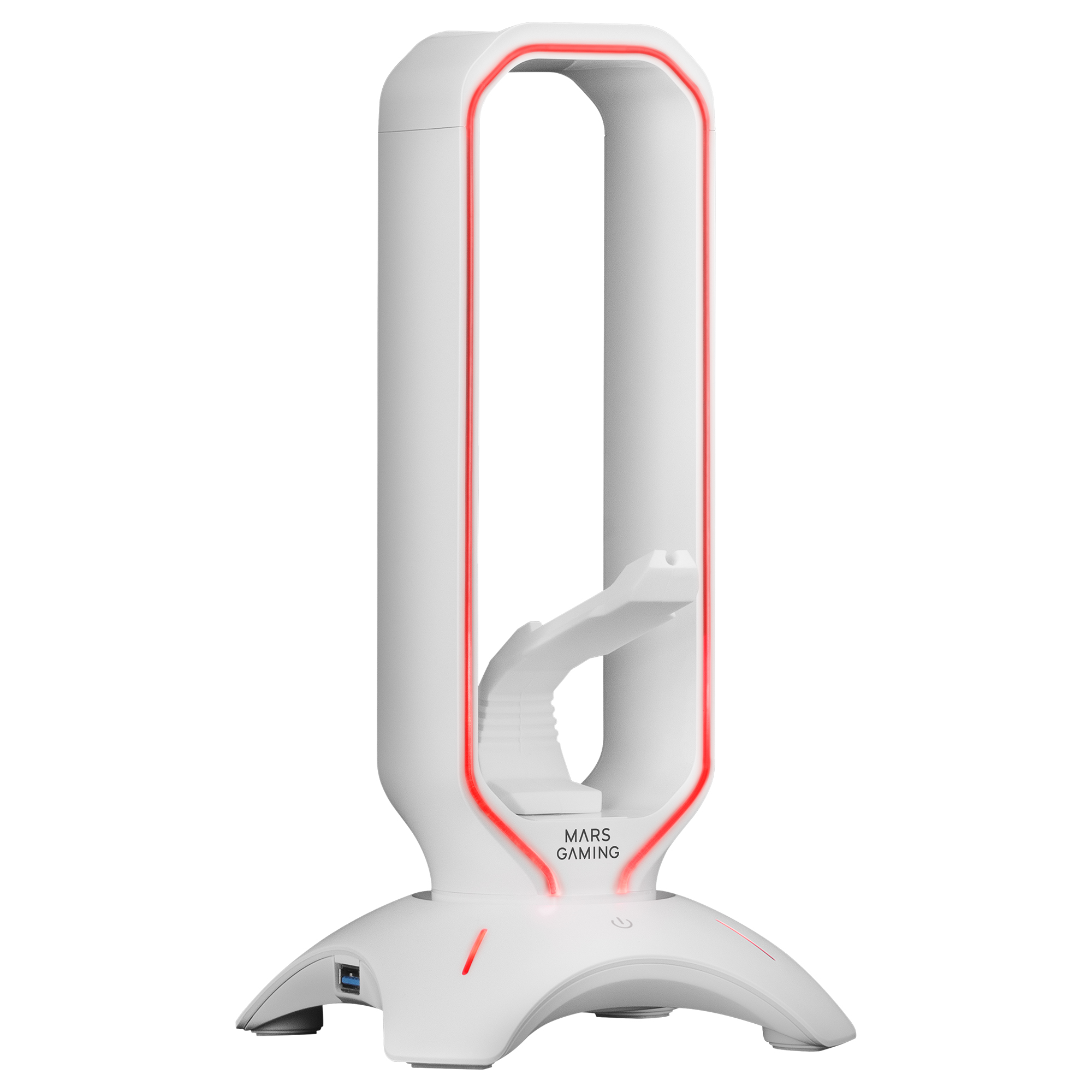 Mars Gaming MHHPRO, Soporte Auriculares 3 en 1, Iluminación RGB Flow Control Touch, Hub 2 Puertos USB 3.0, Bungee Ergonómico Cable Ratón, Soporte Auriculares Negro o Blanco