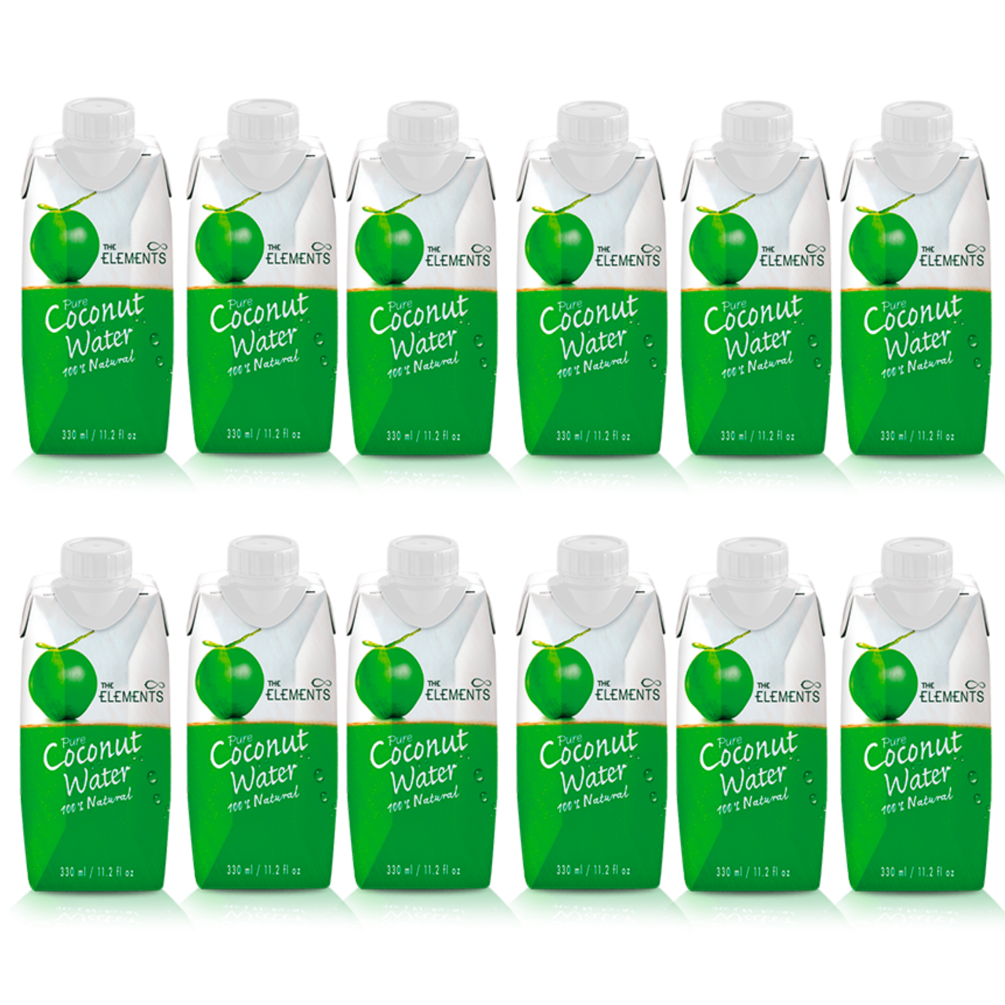 Agua de Coco Pura - The Elements - 12 x 330 ml - Bebida de Coco Natural - 100% Natural - Coconut Water - Sin Azucares Añadidos - 100% Agua de Coco Natural Sin Azúcar, Hidratante y Reconstituyente con Electrolitos y Minerales