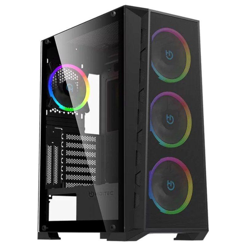 Torre PC Chasis Hiditec MH12 E-ATX ATX Micro ATX ITX Cristal Templado 4x Ventiladores ARGB Negro