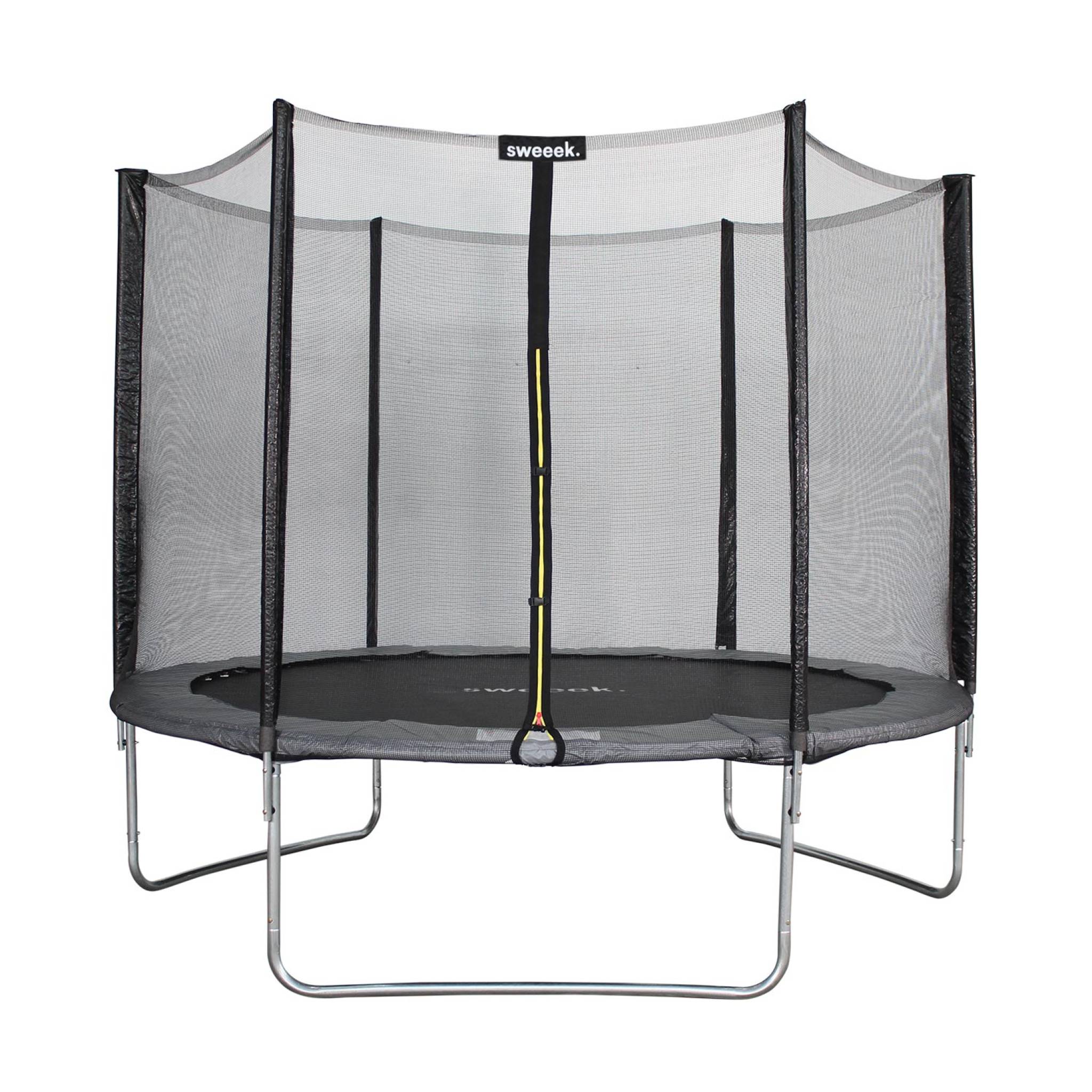 sweeek - Cama elástica con protección red de 305cm, Mars, Gris, 303x303x78 cm