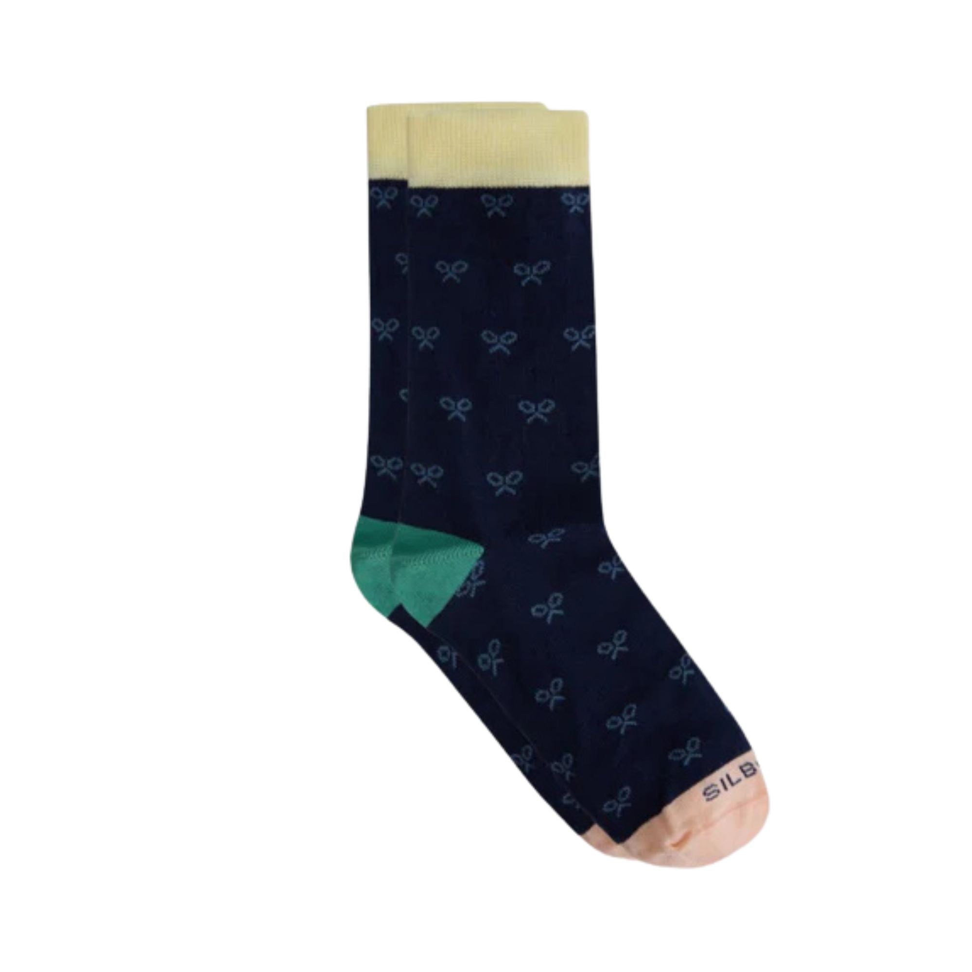 Silbon - S263022802607 – Calcetines Azul Marino Estampados De Caña Media- Niño