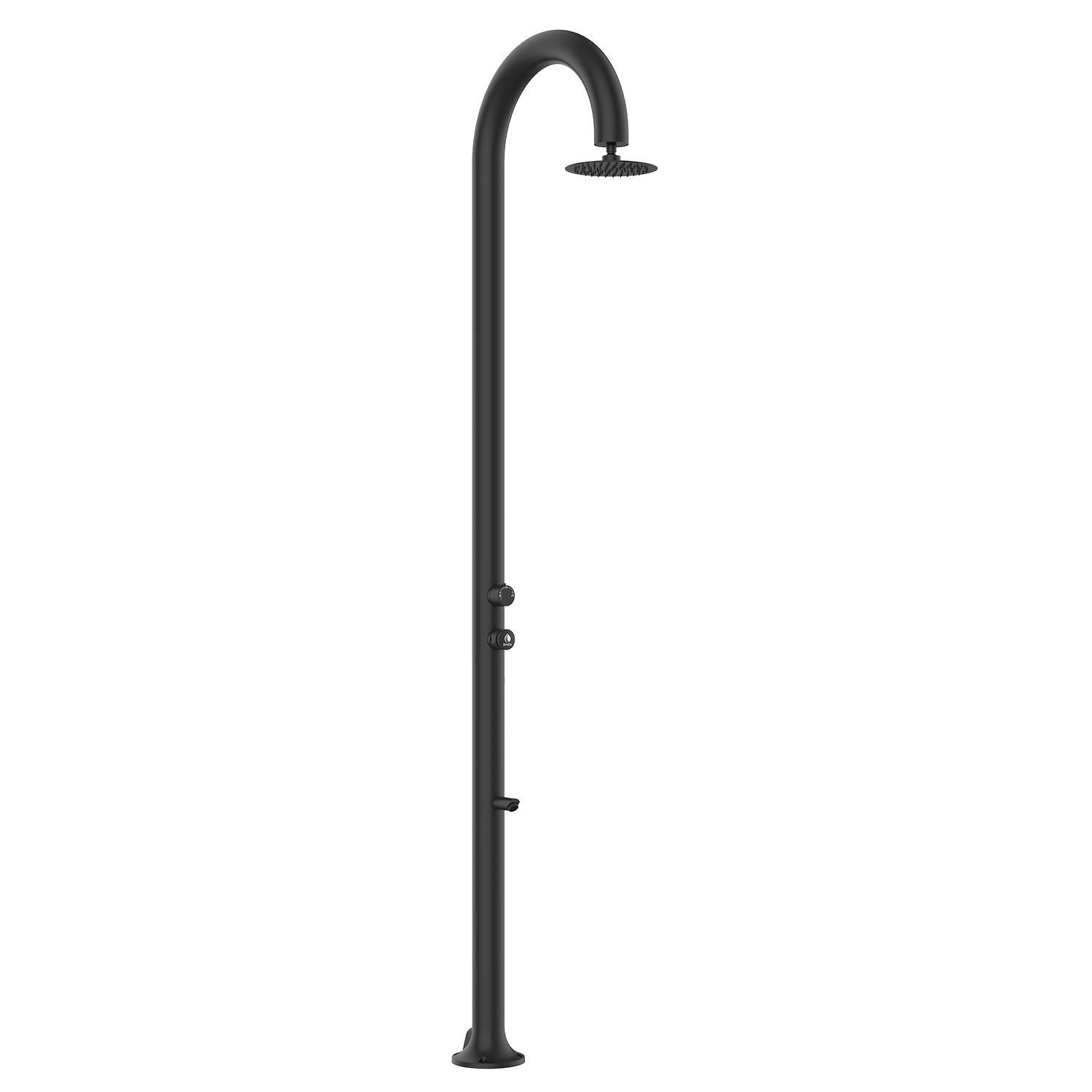 Sined Luna Timer p Negro Ducha De Aluminio Doble Conexión De Agua Fría Lateral o Inferior En Una Manguera Ducha Temporizada De Agua Fría Con Rociador De Pie y Mezclador Negro