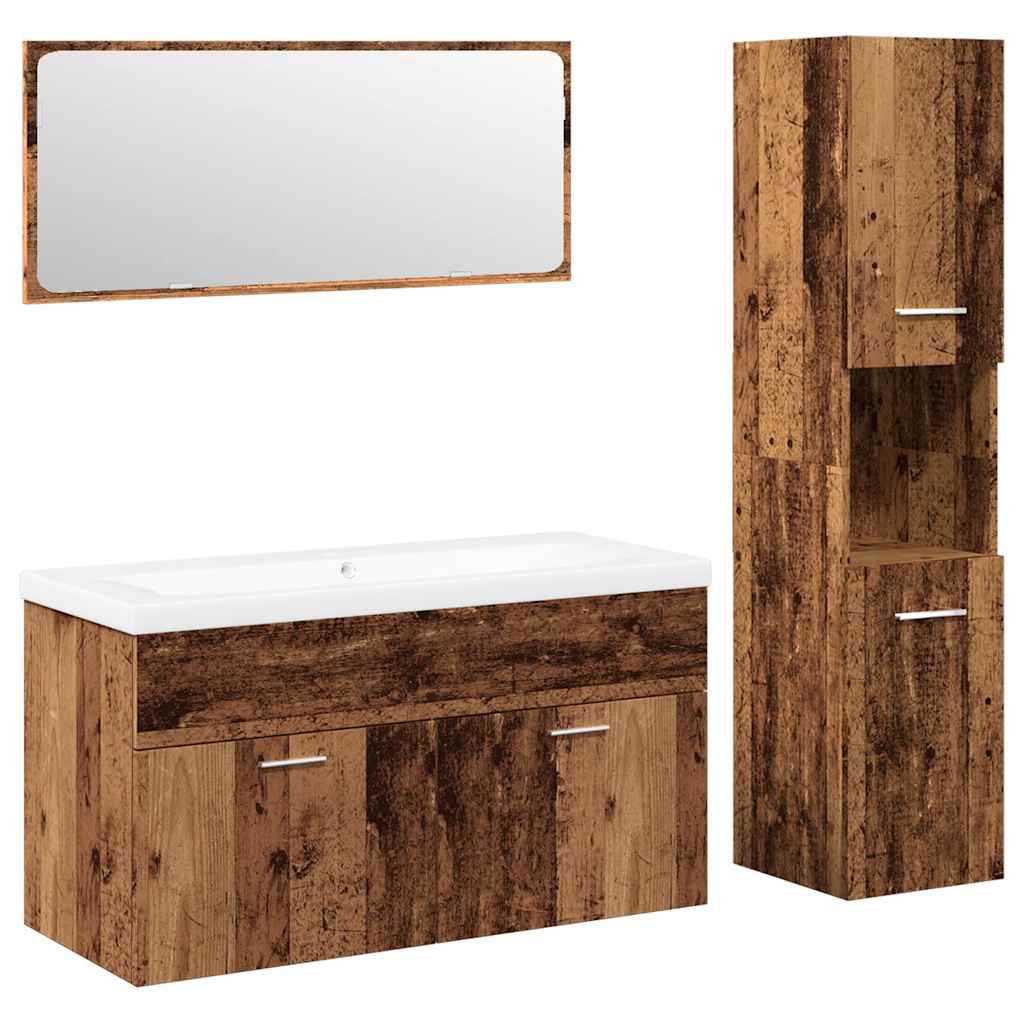vidaXL Juego de muebles de baño 4 piezas madera ingeniería envejecida
