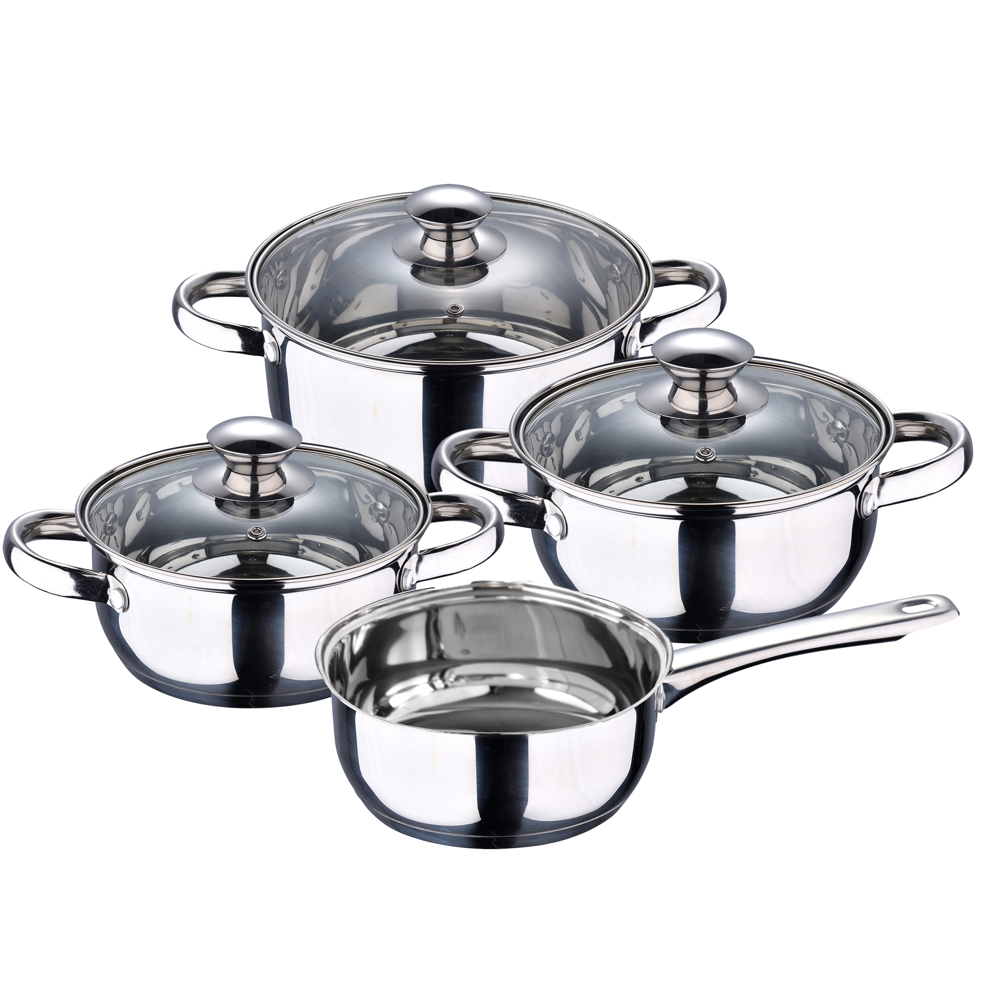 Batería de cocina 7 piezas SAN IGNACIO Faro fabricada en acero inoxidable apta para todo tipo de fuegos