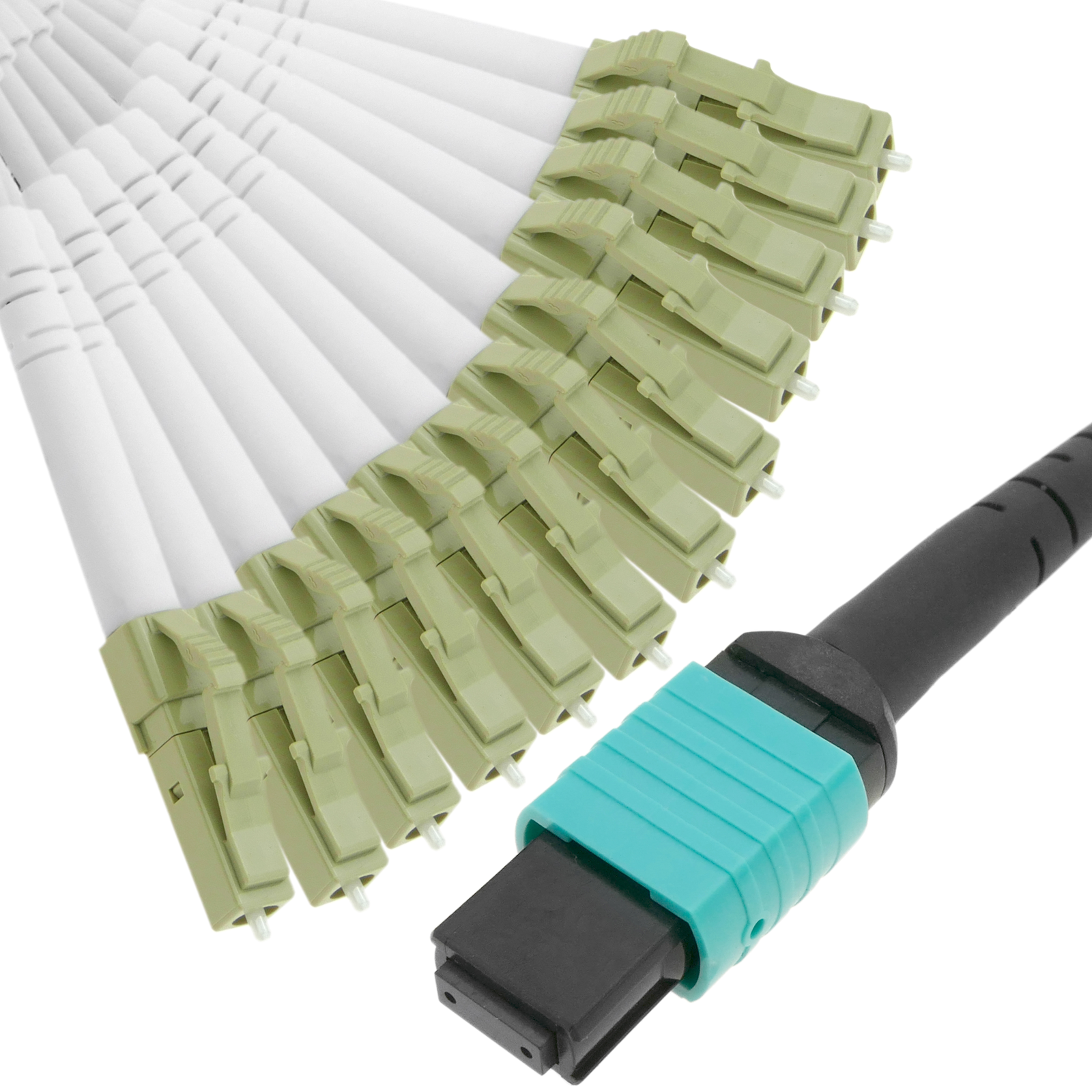 Cable Fanout de fibra óptica OM3 multimodo 50µm/125µm MTP/PC a 12 x LC/PC 10Gb de 2 m - BeMatik
