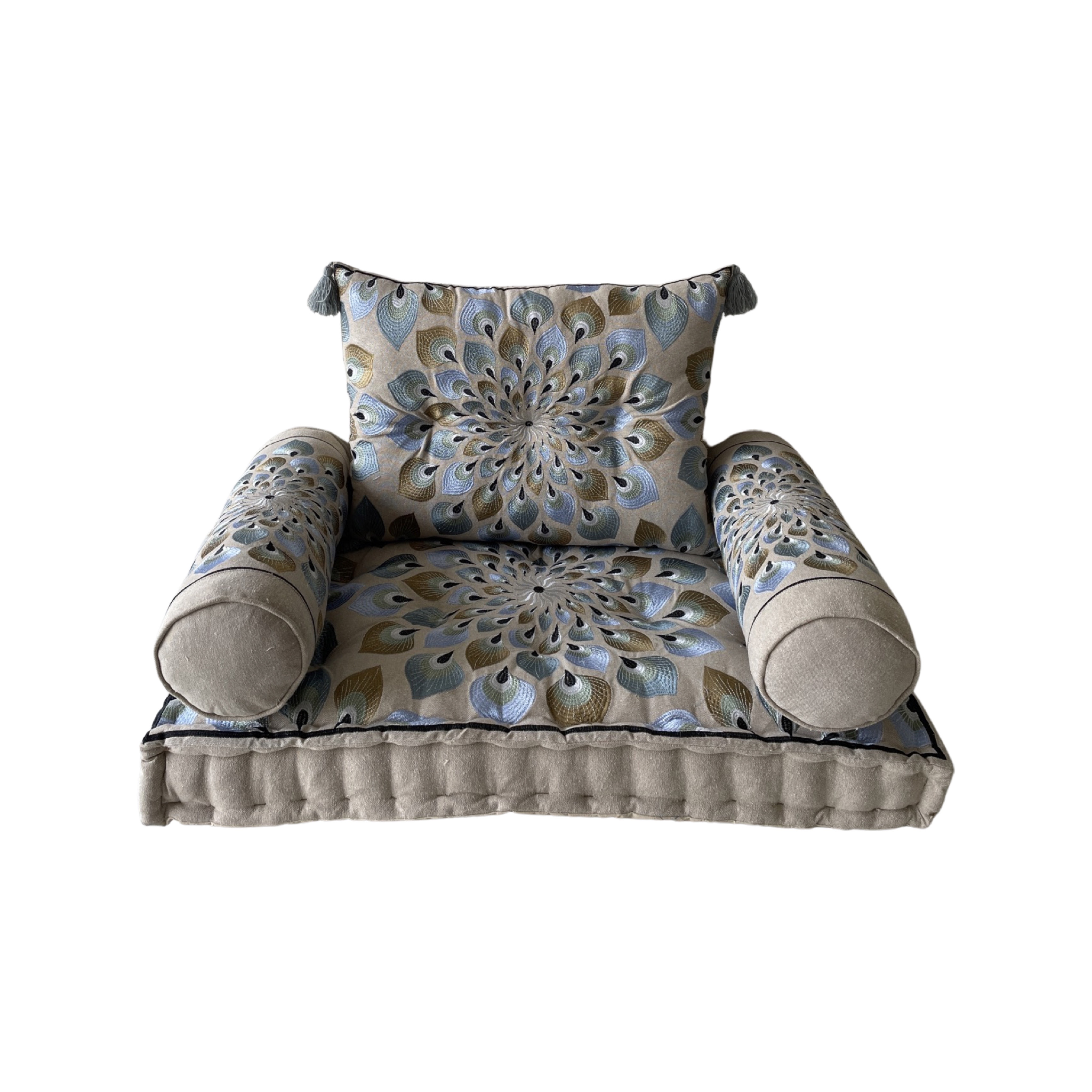SILLON SET 4 ALGODON 90X55X18 DOBLE AZUL FIJALO TX205291