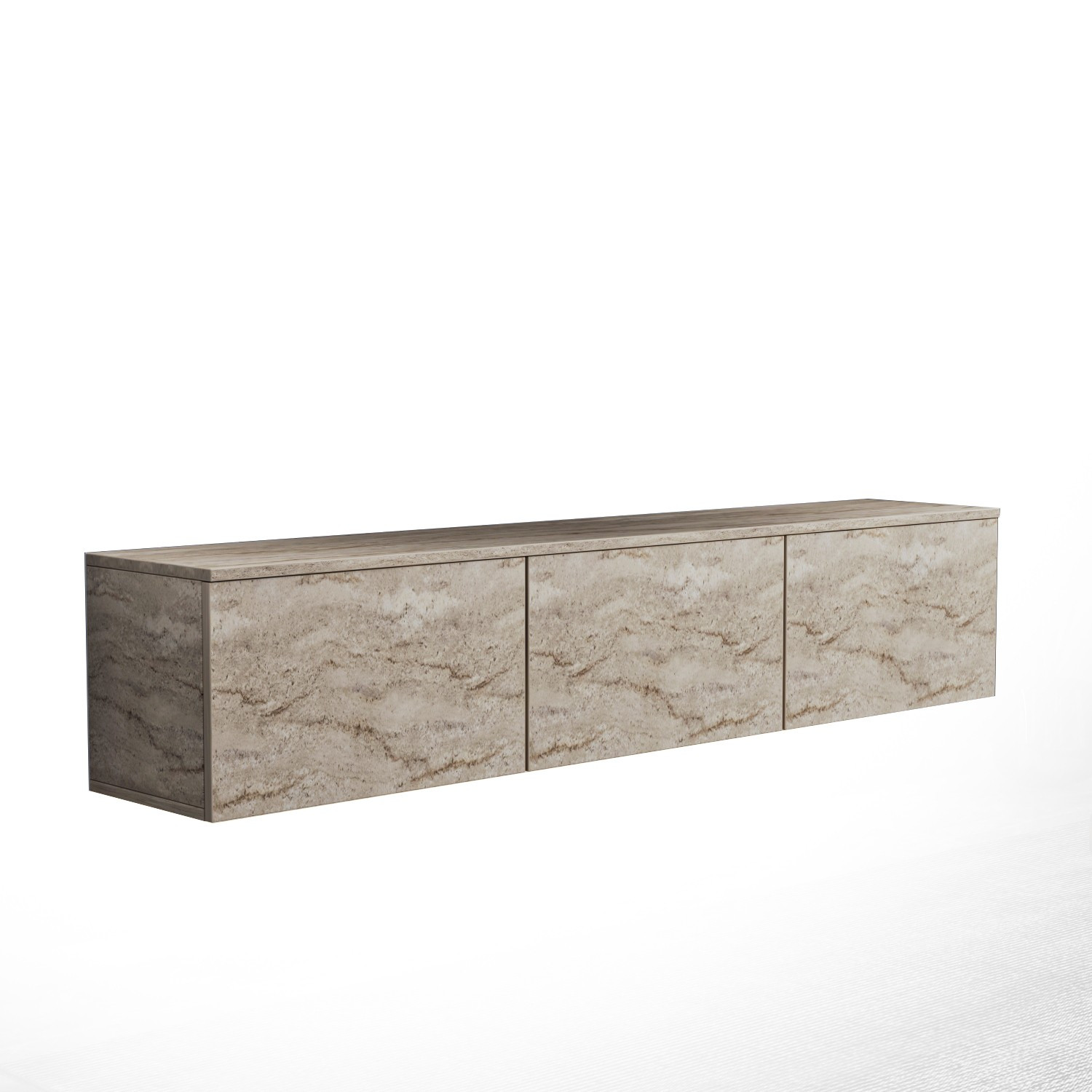 Habitat y Jardin - Mueble TV suspendido de madera con iluminación LED "Neon illuminated" - 160 x 32 x 35 cm - Travertino
