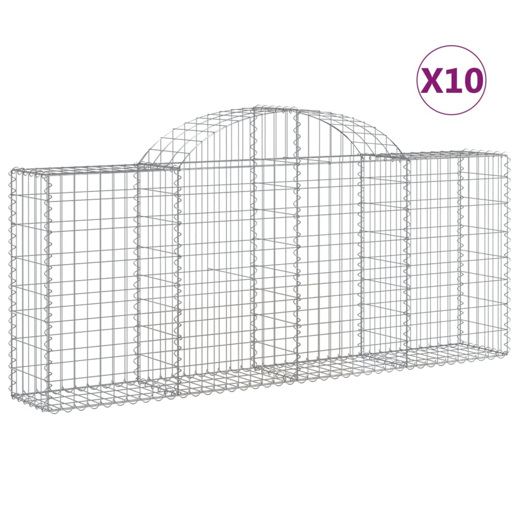 Vidaxl Cestas de Gaviones Arco Hierro 10 Uds 200 X 30 X 40/60 Cm