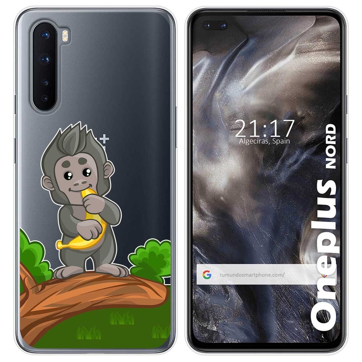 Tumundosmartphone Funda Gel Transparente para OnePlus Nord diseño Mono Dibujos