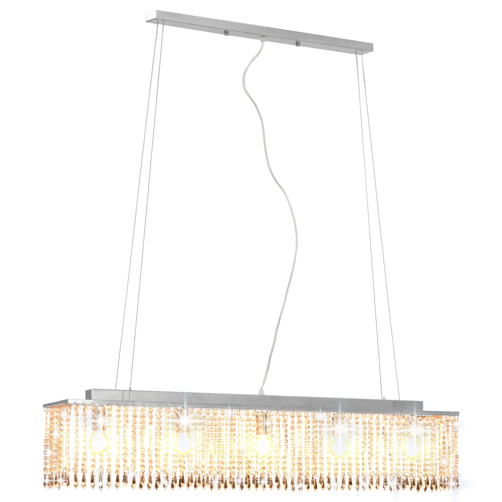 vidaXL Lámpara de techo con cuentas de cristal plateado 104 cm E14