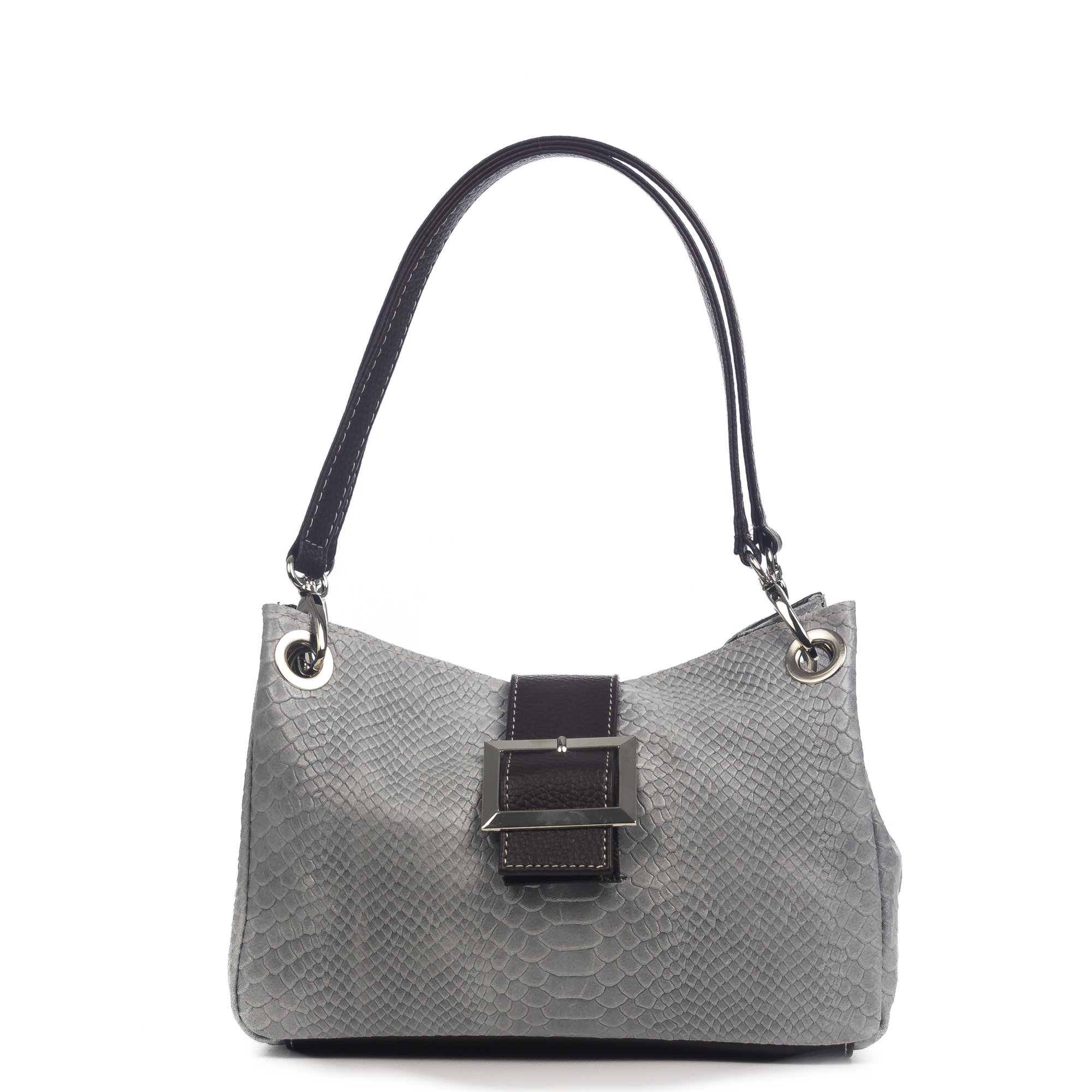 Firenze Artegiani. Anzio Bolso de hombro Mujer.Piel auténtica Gamuza Grabado Serpiente . Made in Italy. Vera Pelle Italiana.