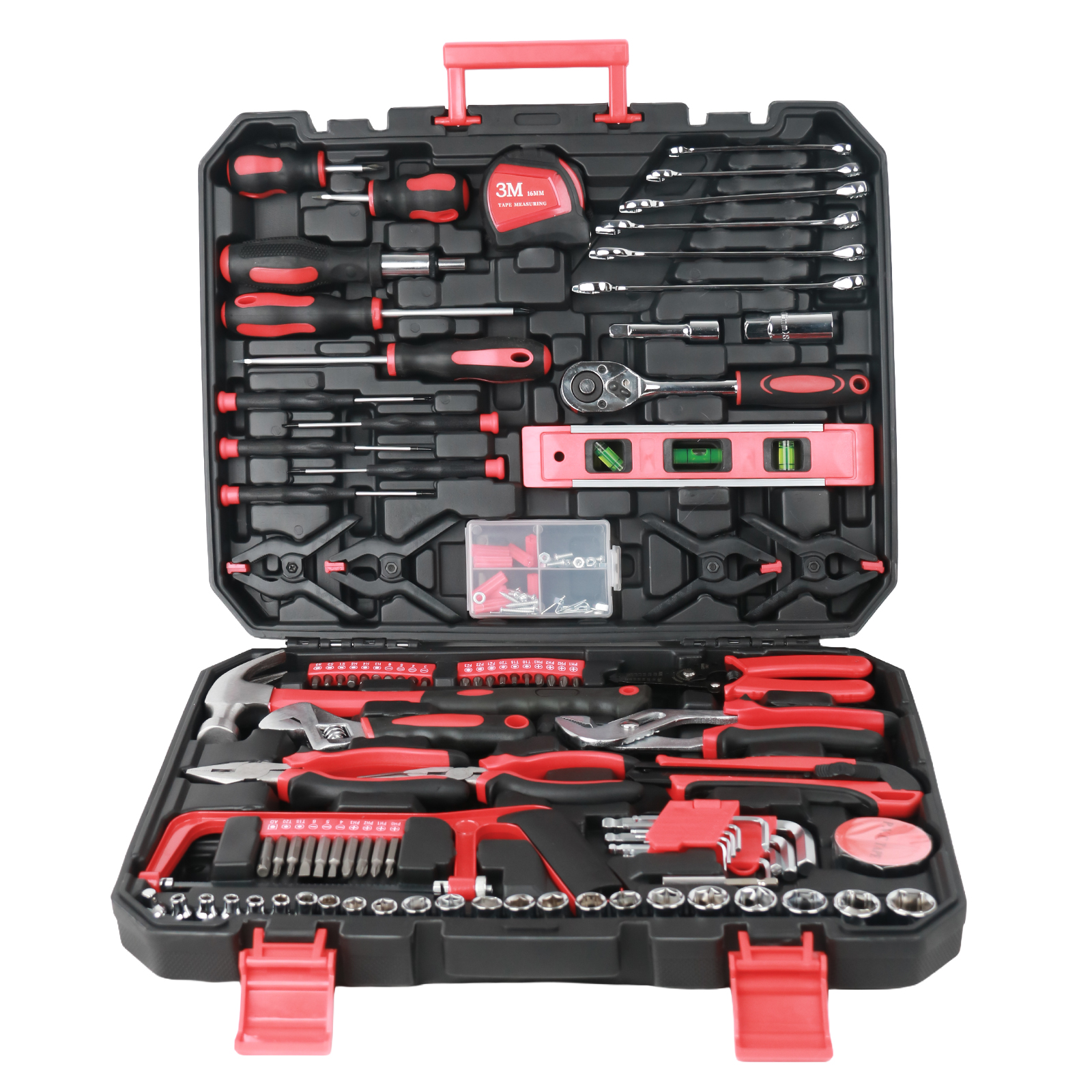 Maletín de Herramientas 158 Piezas Nyana Tools | Kit Completo Profesional | Destornilladores Magnéticos, Llaves y Martillo | Organización en Dos Niveles | Ideal para Hogar y Bricolaje
