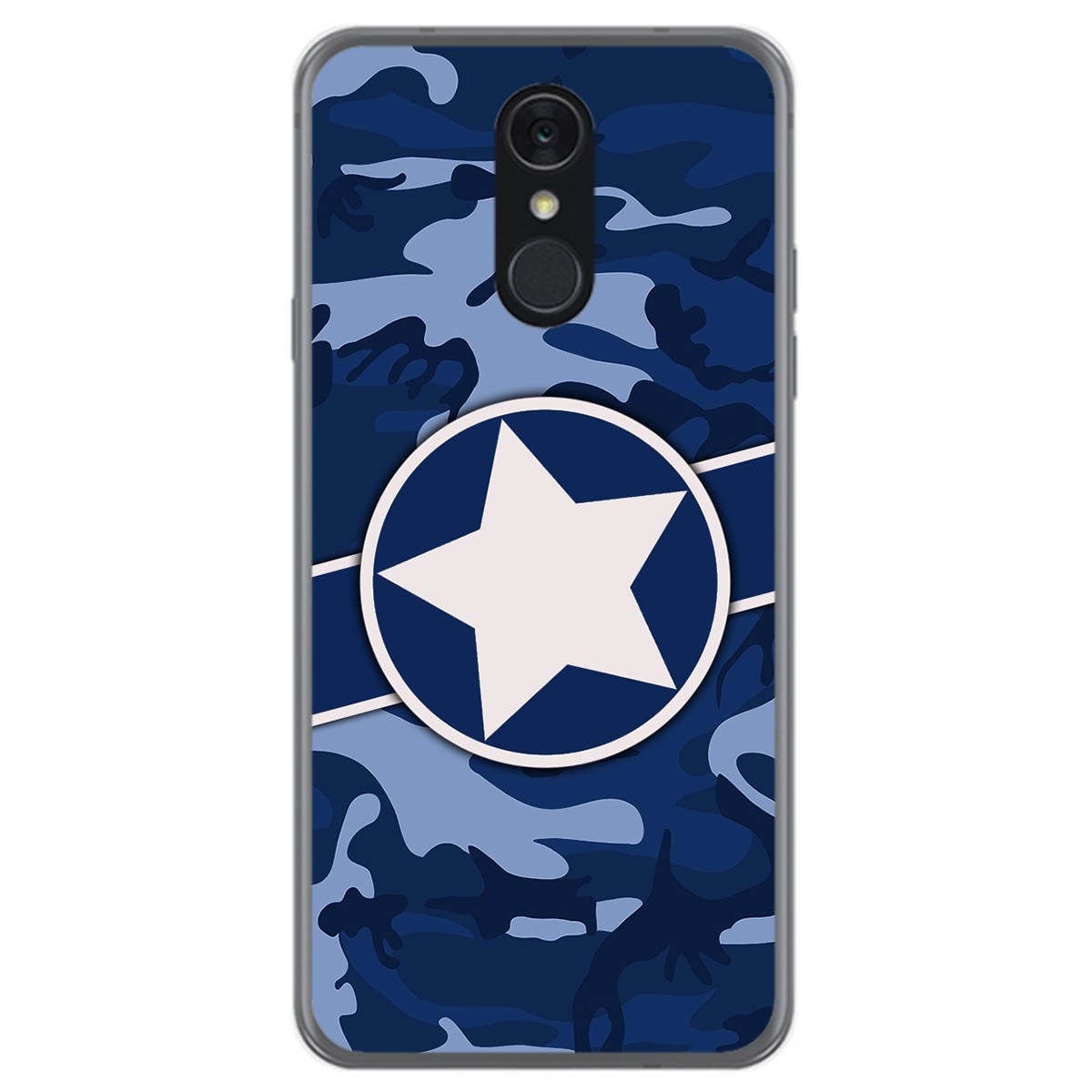 Tumundosmartphone Funda Gel Tpu para Lg Q7 diseño Camuflaje 03 Dibujos