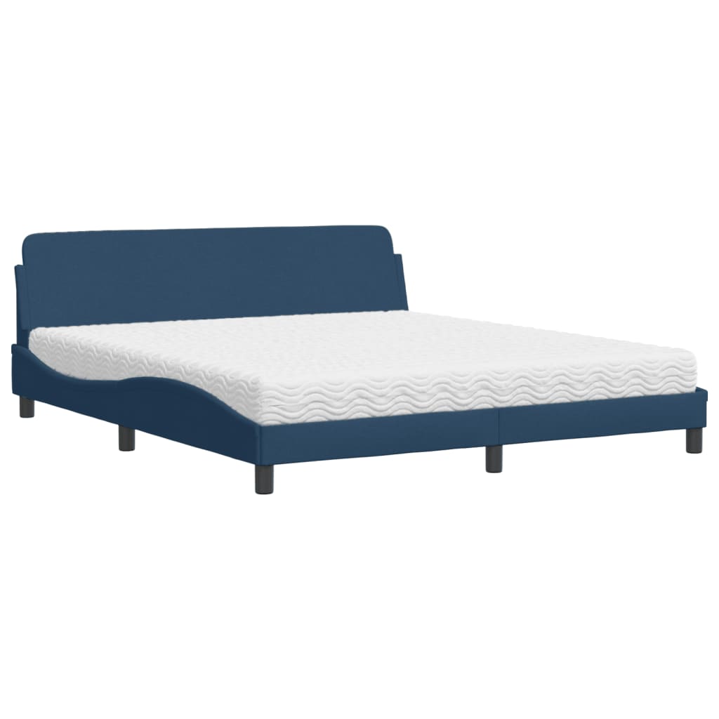 vidaXL Cama con colchón Dover de tela azul 180x200 cm