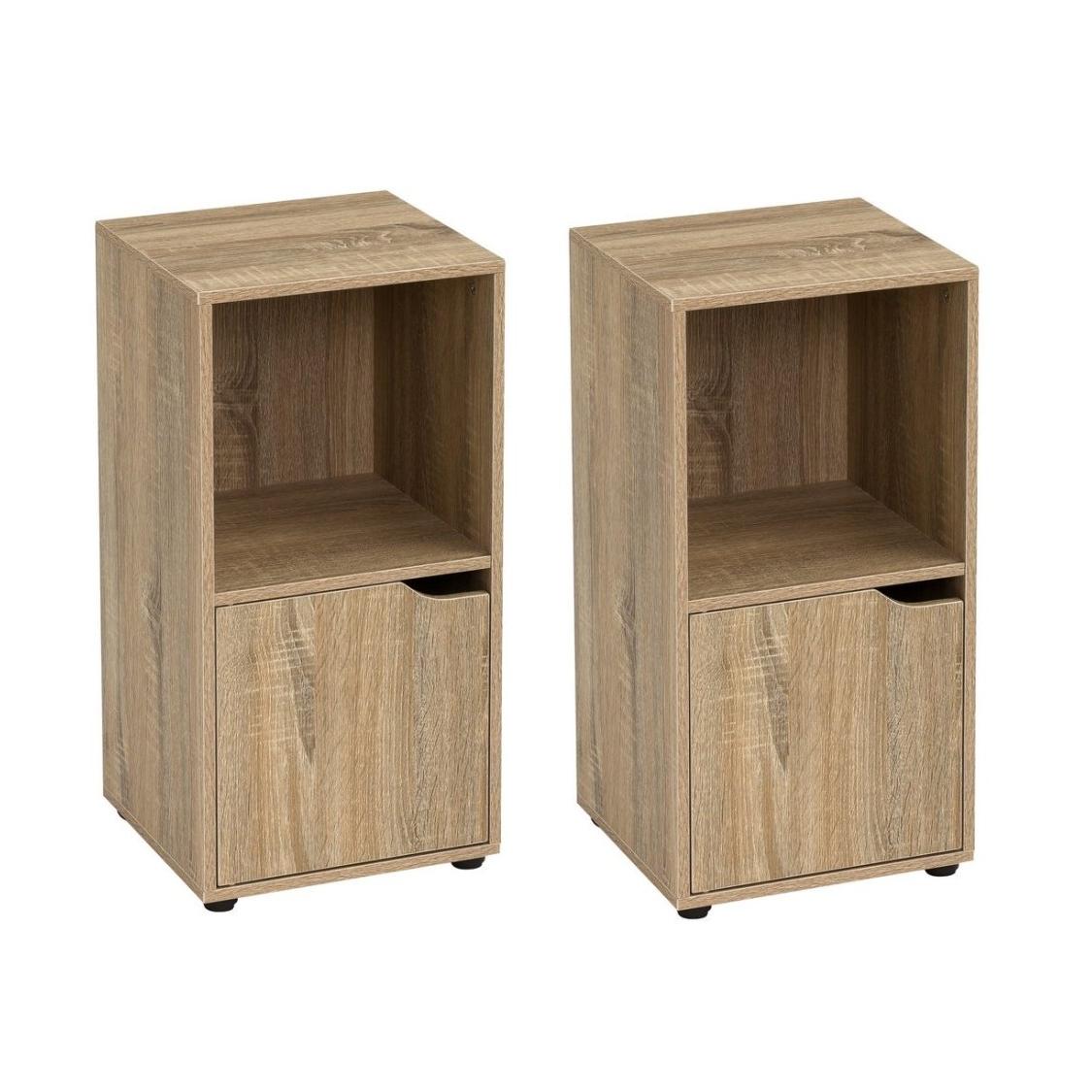 Dcasa Set de 2 mesillas de noche con 1 puerta de madera DM de 30x29x61 cm