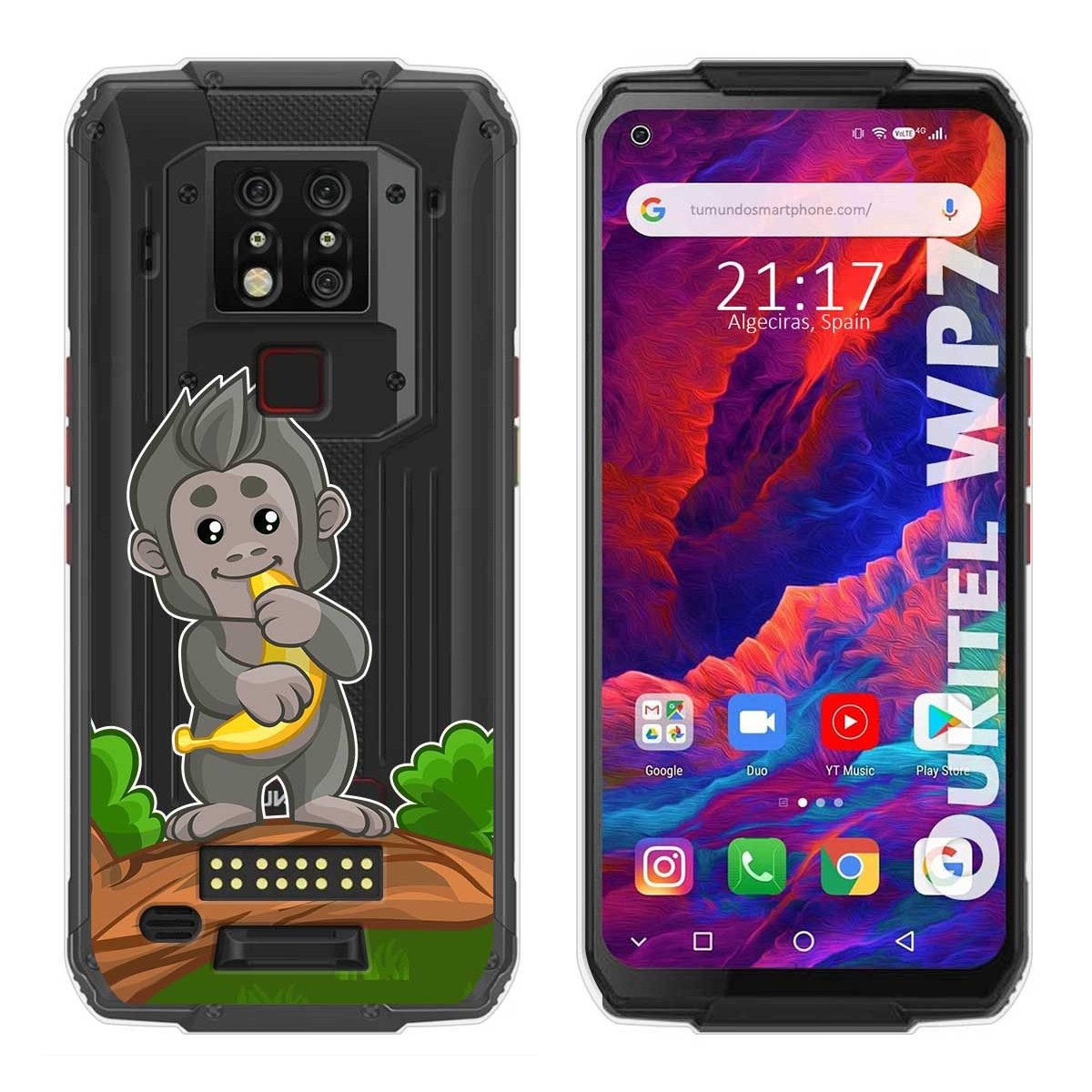 Tumundosmartphone Funda Gel Transparente para Oukitel Wp7 diseño Mono Dibujos